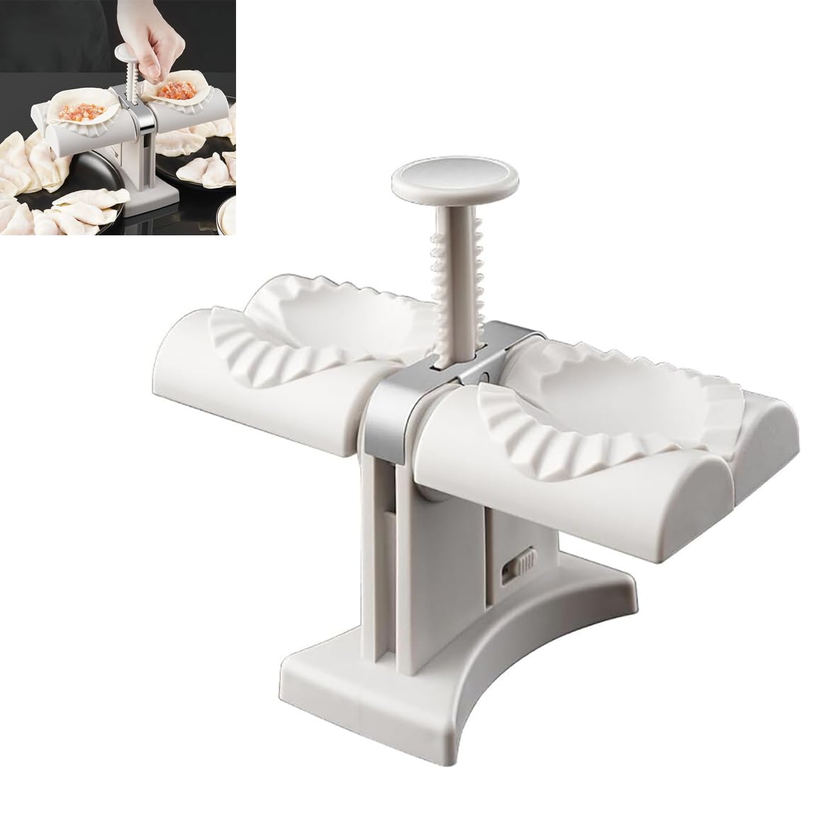 Automatic Dumpling Maker Machine for Home & Restaurant - Double Head Dumpling Mould Tool with Manual Press - Perfect for Making Chinese Dumplings, Wontons & Gyoza - Ideal for Family Cooking & Commercial Kitchen Use
