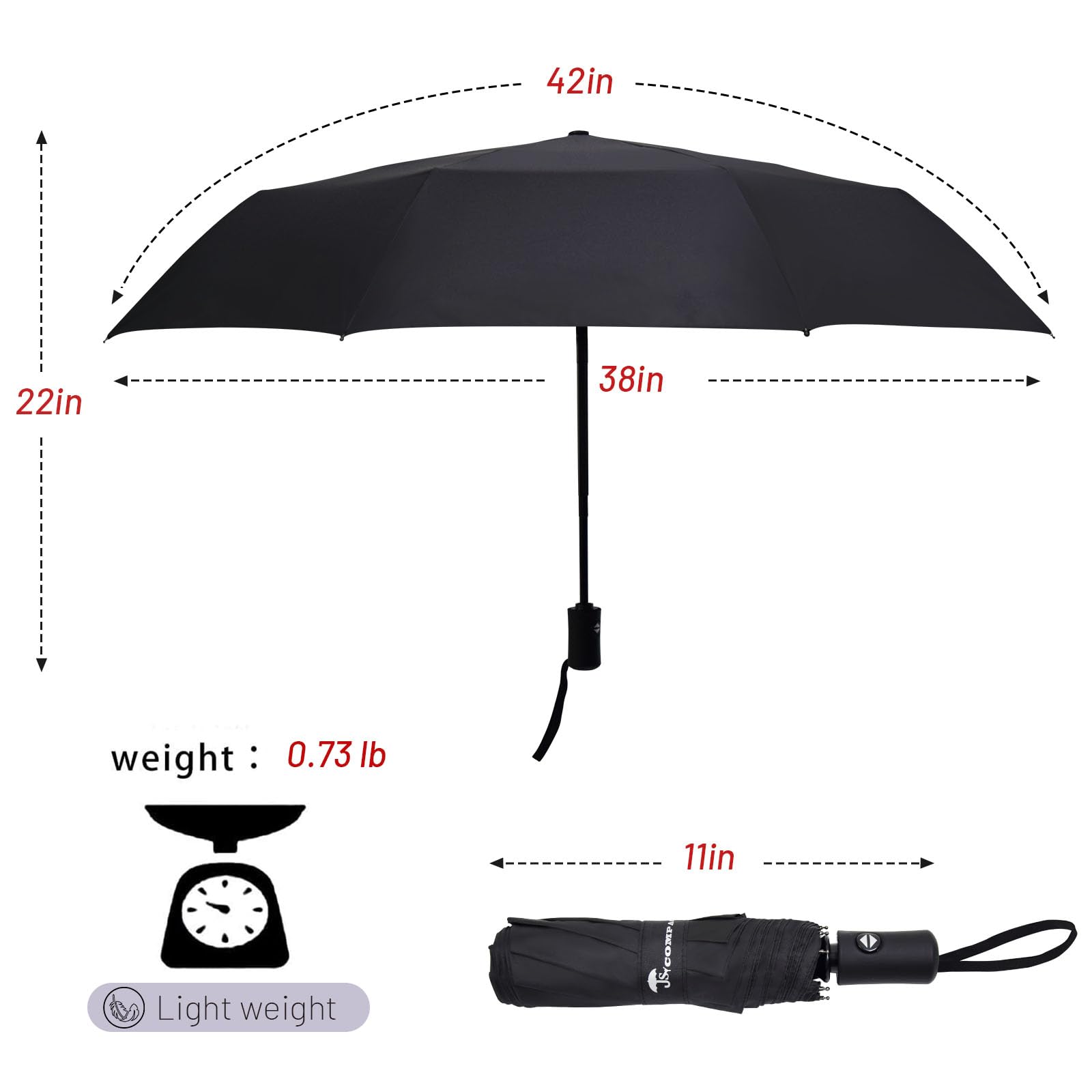 SY COMPACT Travel Umbrella - Windproof Automatic Open Close Umbrella with Durable Fiberglass Frame - Perfect for Commuting, Business Trips & Outdoor Adventures