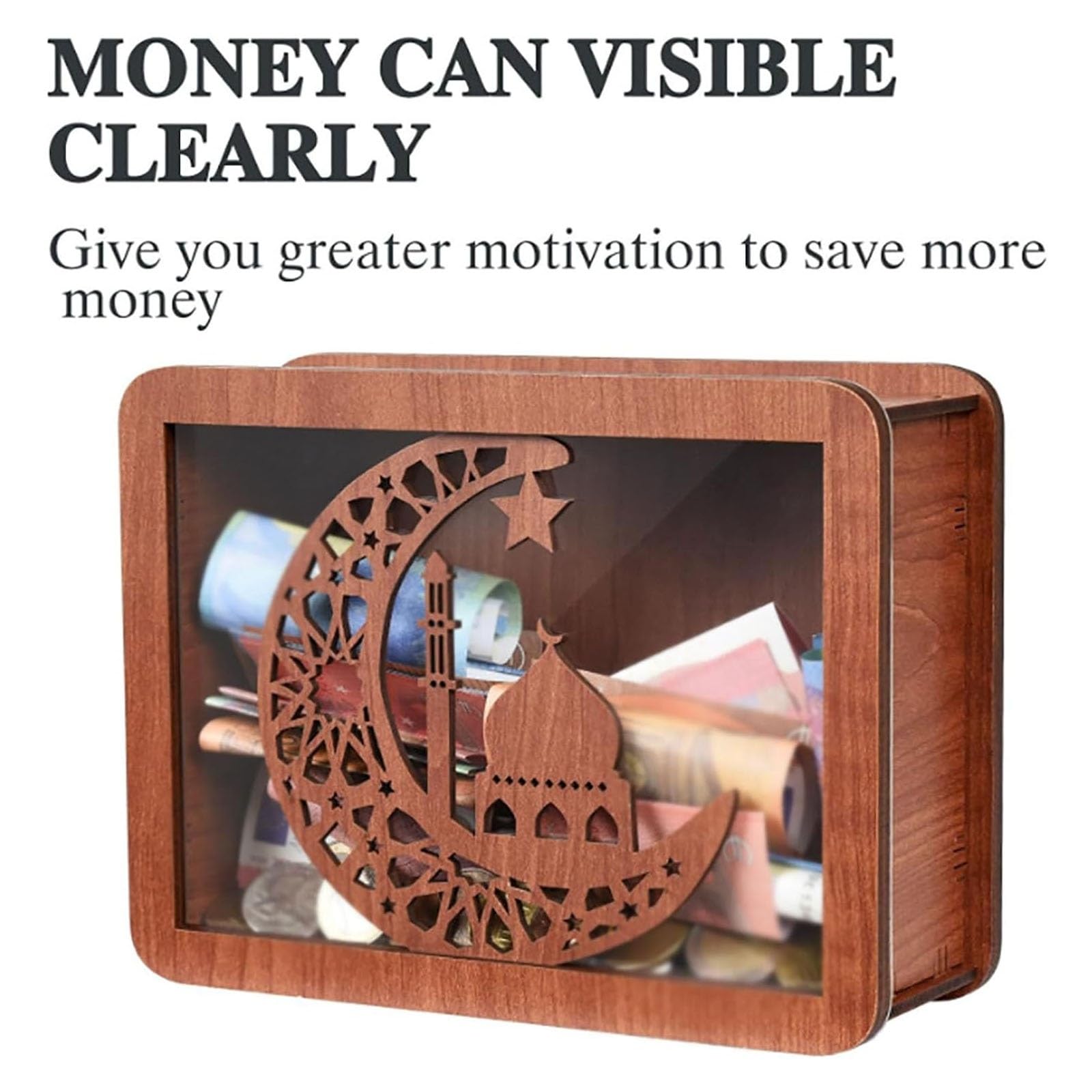 Wooden Cash Vault Savings Box with Digital Coin Counter - 10,000 Capacity Money Piggy Bank for Adults & Kids - Perfect for Home Savings, Budgeting, and Financial Education