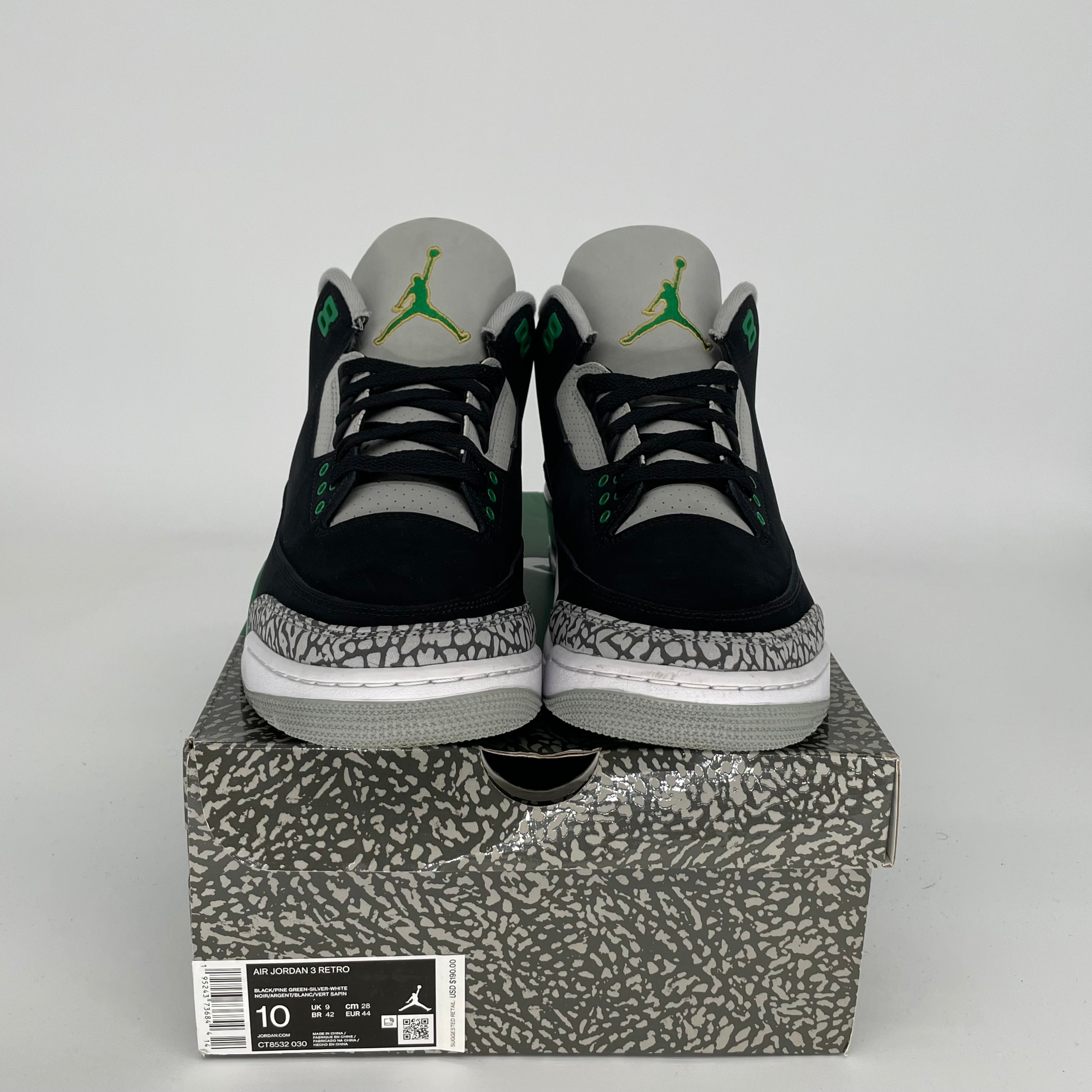 AIR JORDAN 3 PINE GREEN Men's Basketball Shoes - Size 10 (CT8532-030) - Retro Sneakers for Streetwear & Casual Style