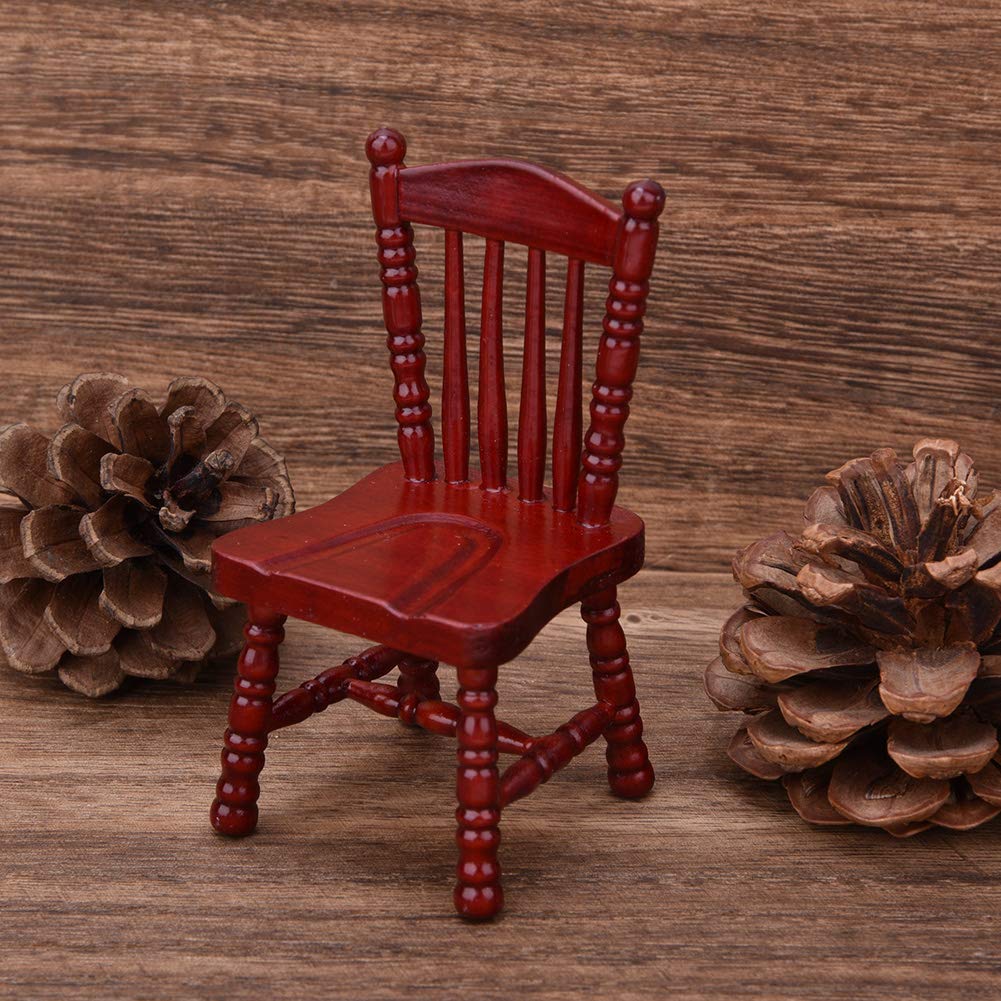 Red Wooden Dollhouse Furniture Chair - Exquisite Miniature Armchair for 1:12 Scale Dollhouse, Photography Props & Home Decoration | Perfect for Dollhouse Decor, Miniature Scenes & Creative Photography