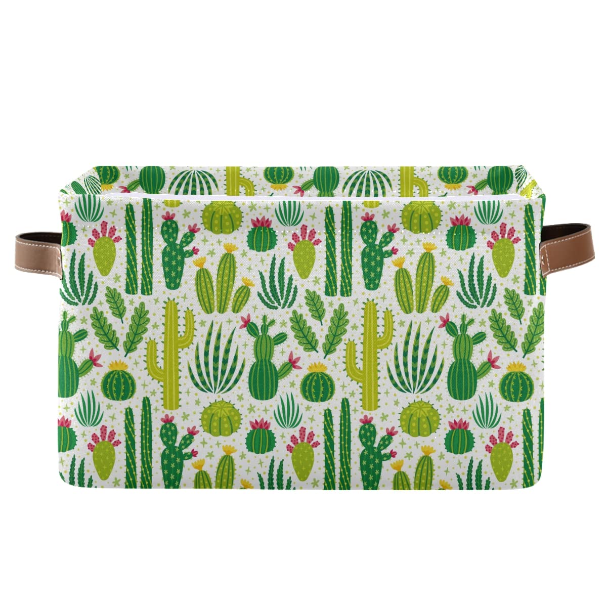 Collapsible Rectangle Cactus Storage Basket - Waterproof Organizer Bin for Nursery Toys, Books & Clothes | Foldable Storage Solution for Closet Shelves, Bedroom Decor & Kids Room Organization