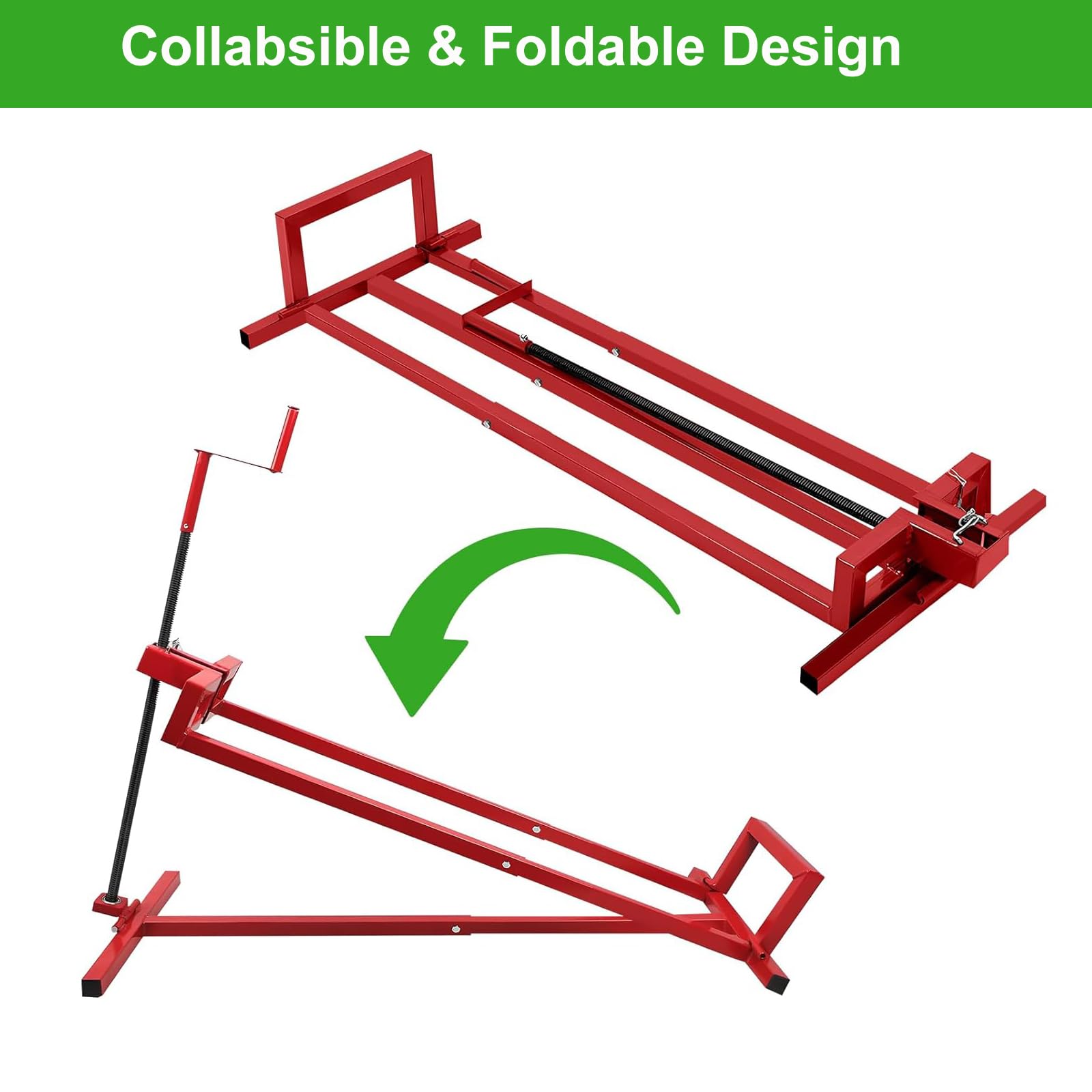 Heavy Duty 880 Lbs Capacity Lawn Mower Lift Jack - Manual & Power Tool Extension Handles, Foldable Design for Ride-On Mowers & Garden Tractors (Red) - Perfect for Garage Maintenance, DIY Repairs & Lawn Equipment Storage
