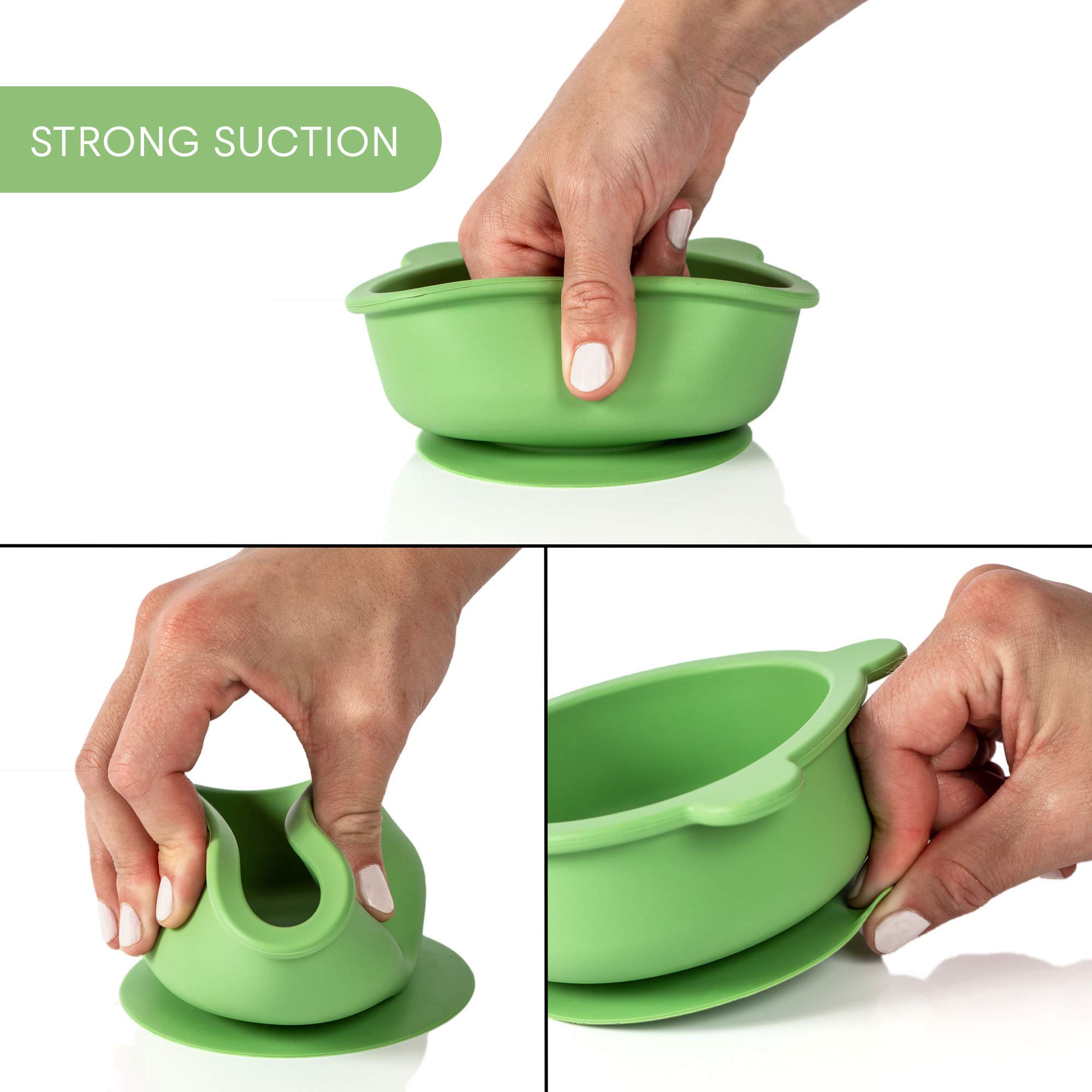 Baby & Toddler Feeding Set - BPA-Free Silicone Suction Bowl with Spoon for Girls & Boys - Microwave Safe, Non-Slip Infant Mealtime Essentials - Perfect for High Chairs, Travel & Mess-Free Feeding (Mint Green, 1 Set)
