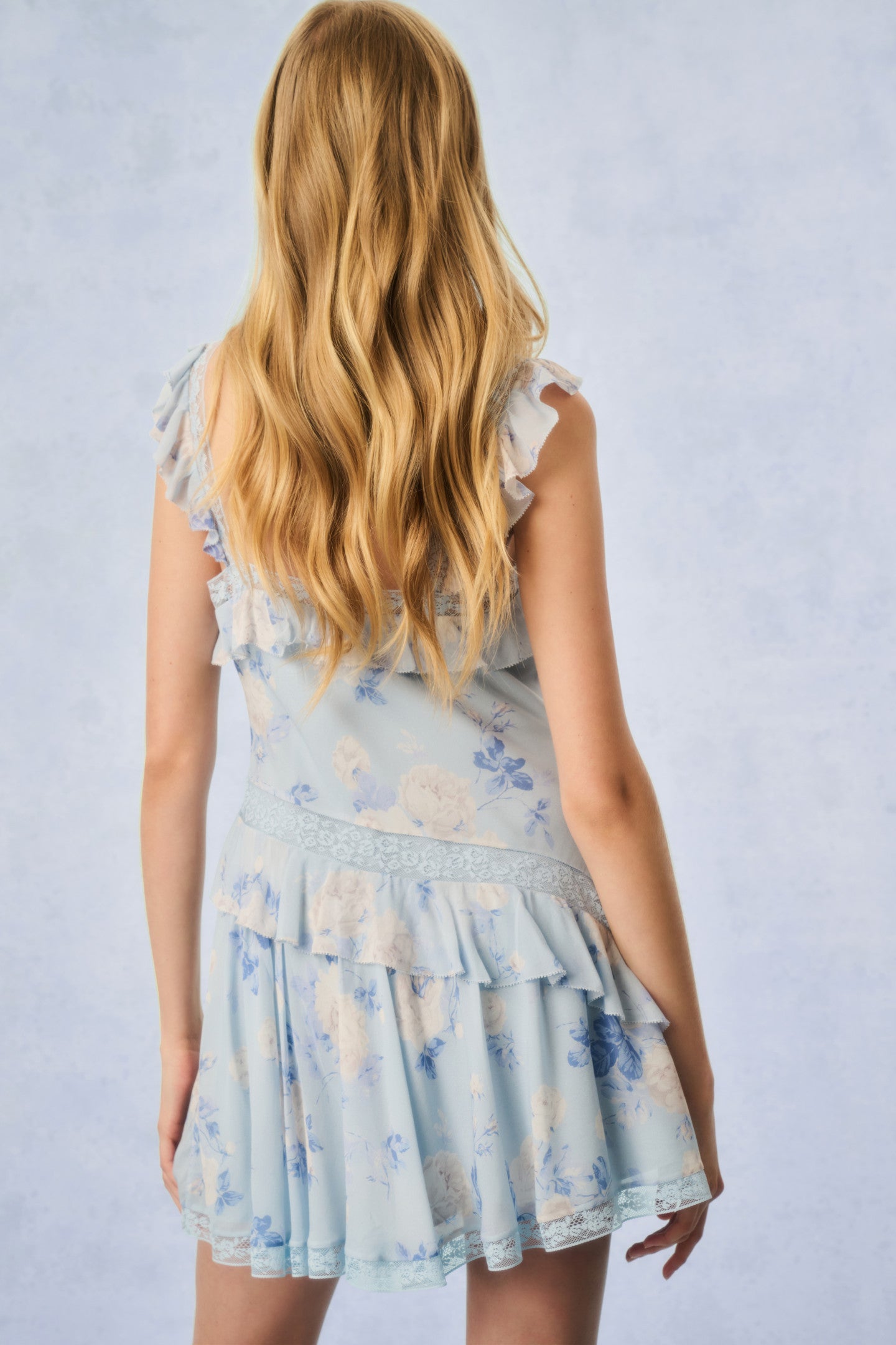 Serima Floral Print Mini Dress - Whisper Blue | Women's Summer Casual Dress for Beach, Party & Date Night