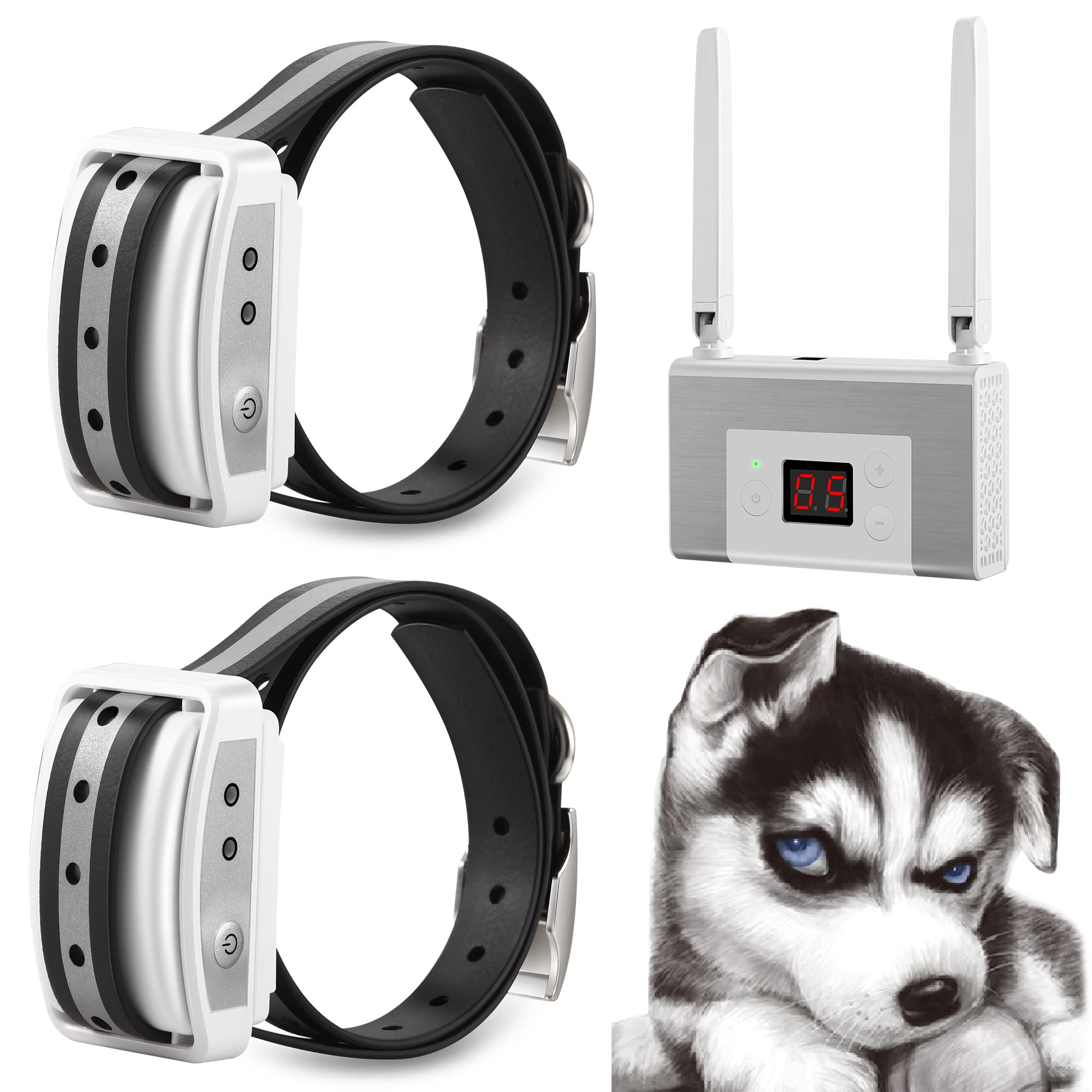 Blingbling Petsfun Wireless Electric Dog Fence System - Waterproof Rechargeable Pet Containment with Training Collar for 2 Dogs | Safe Outdoor Boundary Solution for Backyard, Garden & Large Yards