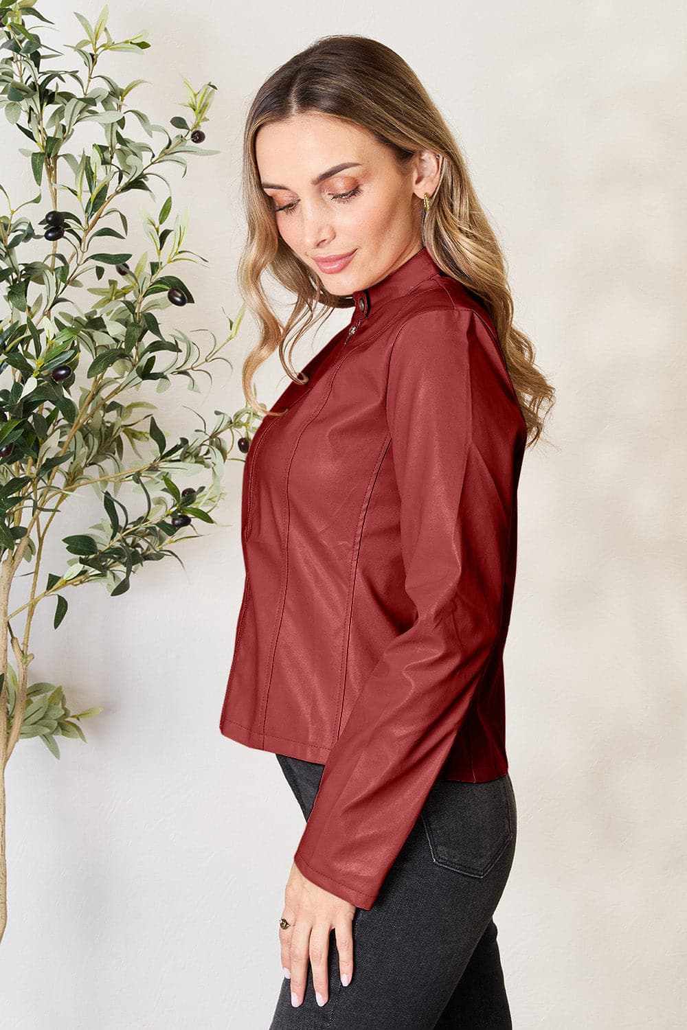 Stylish Women's Mock Neck Zip Up Jacket - Trendy Winter Outerwear for Casual Wear & Outdoor Activities