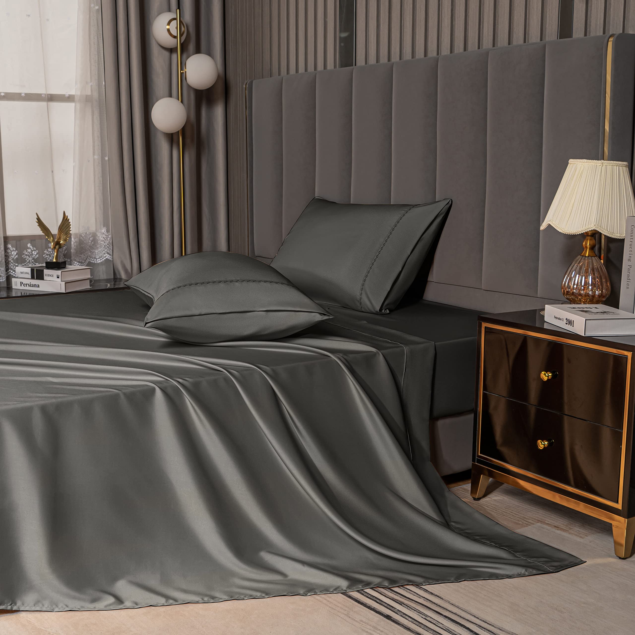 Premium Bamboo King Bed Sheets Set - Cooling & Breathable 4-Piece Bedding with 16