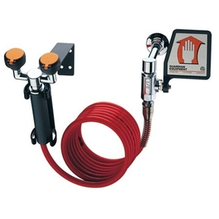 Guardian G5014BP Wall Mounted Eyewash & Drench Hose Unit with Backflow Preventer - Emergency Eye Wash Station for Laboratories, Factories & Industrial Safety