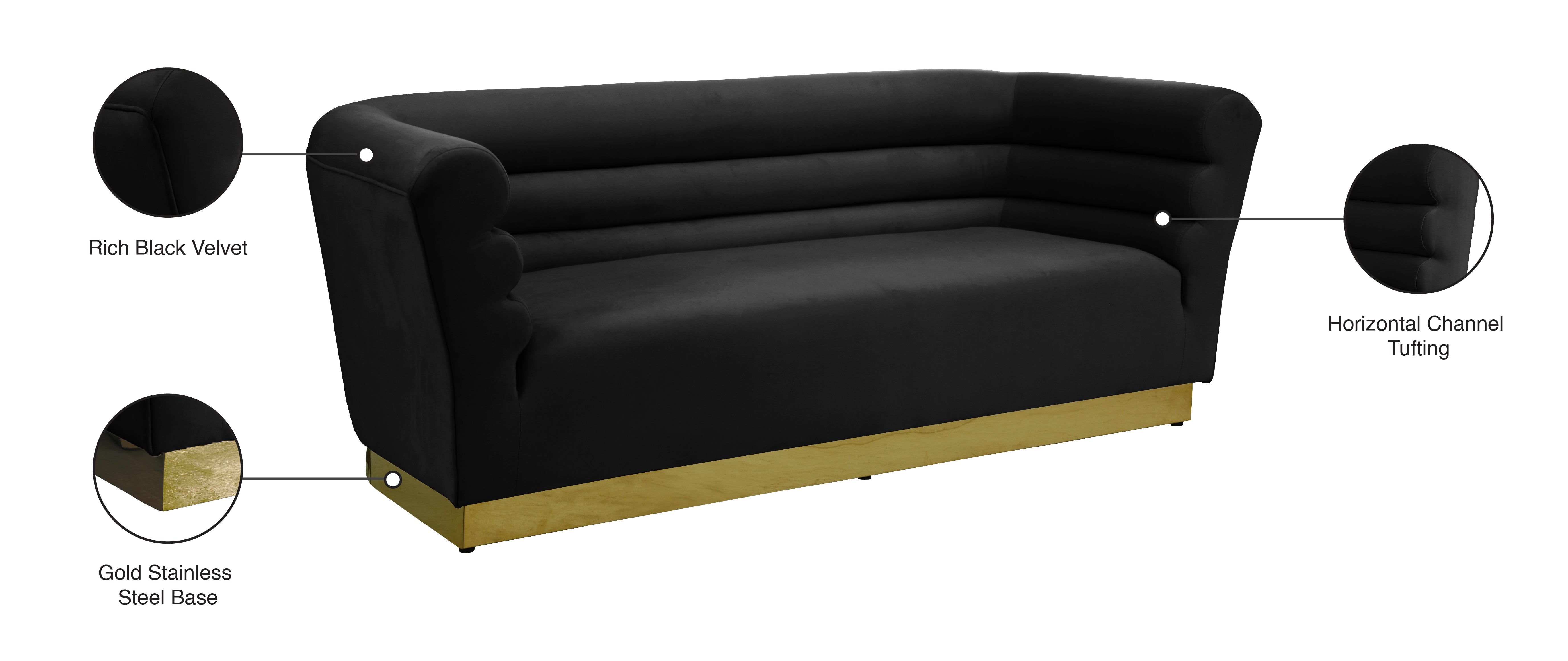 Luxury Bellini Velvet Sofa - Modern Plush Upholstered Couch for Living Room, Lounge & Home Decor - Soft Comfortable Sectional Sofa for Apartment, Dorm or Office
