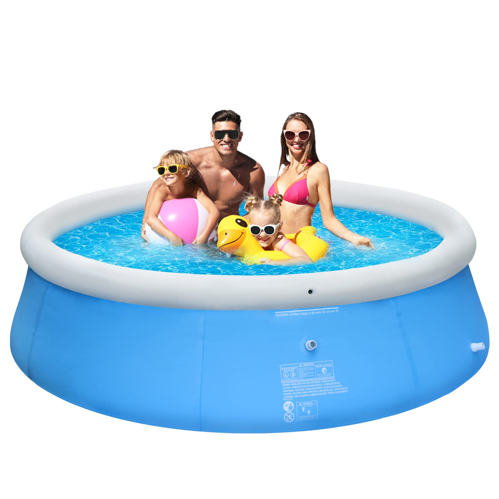 Decorlife 12ft x 36in Inflatable Above Ground Swimming Pool - Family-Sized Backyard Pool with Easy Setup | Perfect for Summer Fun, Kids Play & Outdoor Relaxation (Blue)