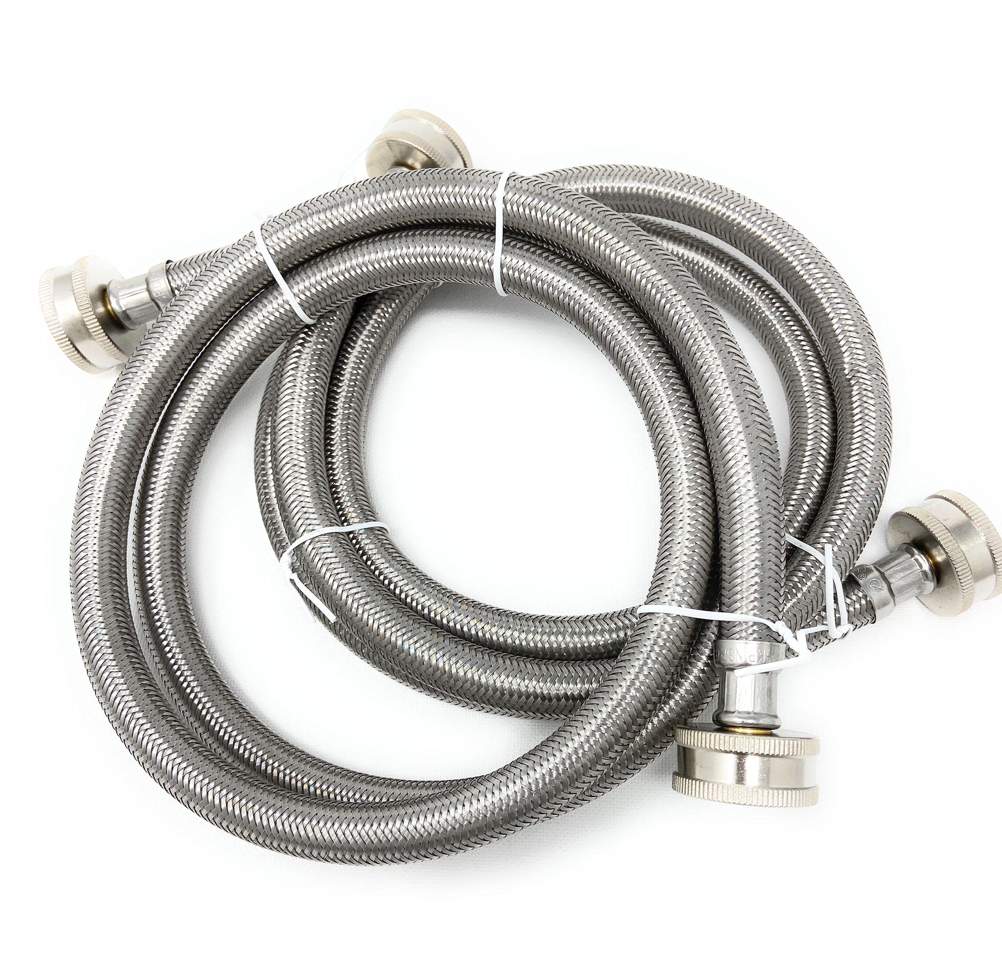 Premium Stainless Steel 4ft Washing Machine Hoses - Burst Proof & Leak Proof 2 Pack (Hot & Cold Water Supply) - Heavy Duty Inlet Hoses for Washers - Perfect for Laundry Rooms, Apartments & Home Use