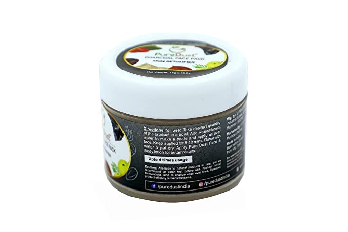 PureDust Charcoal Face Pack (15g) - Deep Cleansing & Detoxifying Mask for Blackheads & Acne - Perfect for Oily & Combination Skin Care Routine