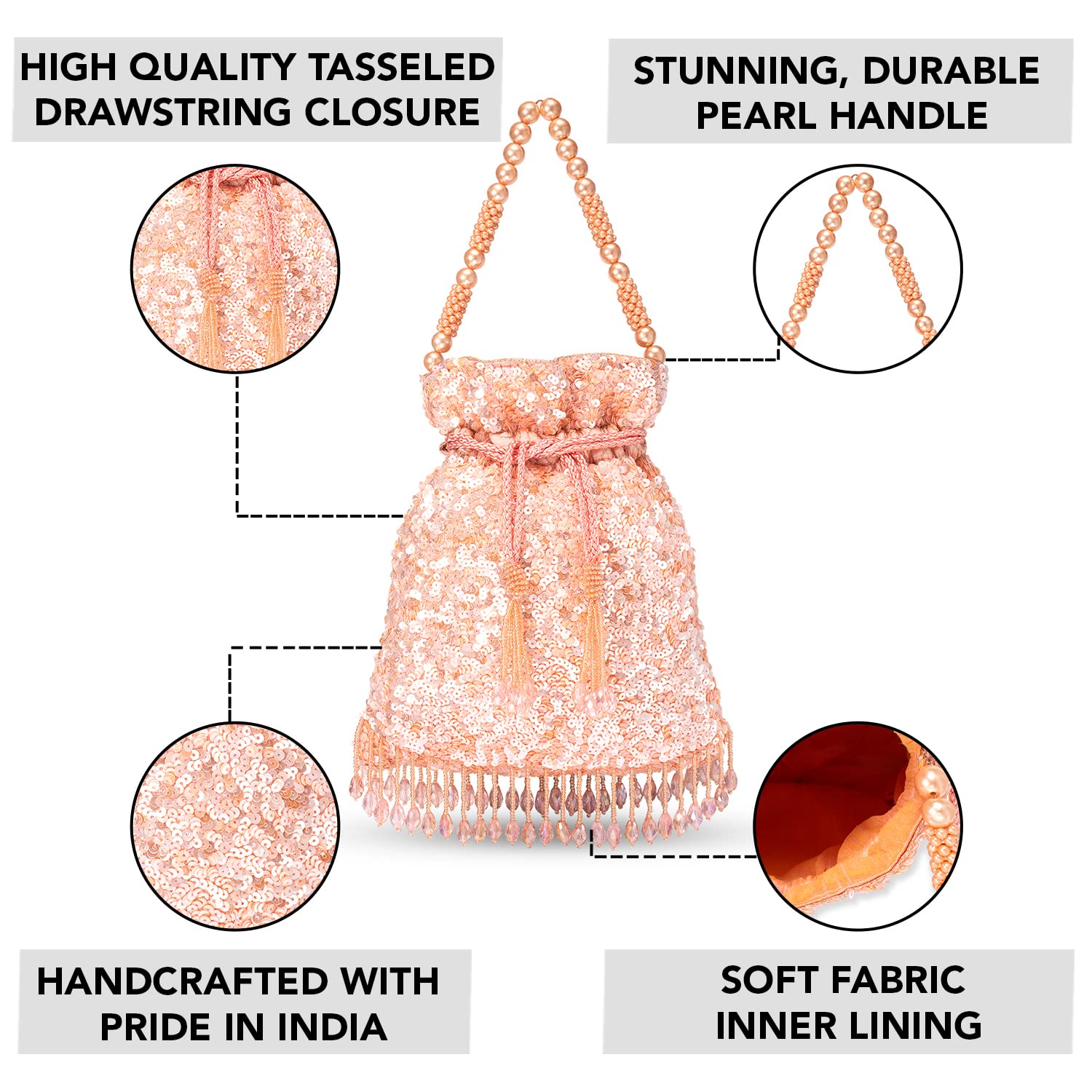 Aheli Indian Potli Bags for Women - Ethnic Embroidered Clutch Purse with Drawstring, Wedding Bridal Evening Party Handbag - Perfect for Festivals, Weddings & Special Occasions