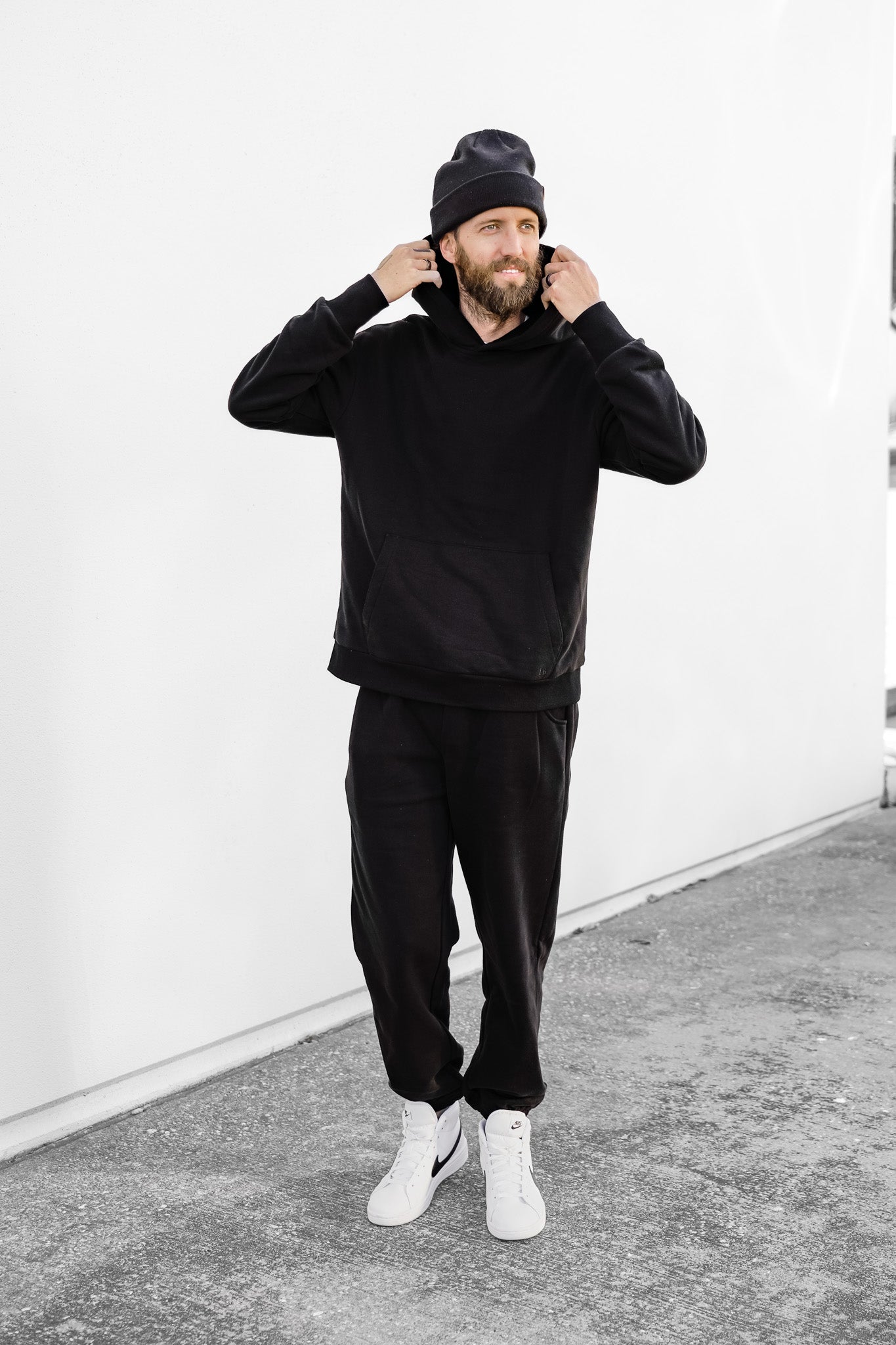 Men's Black Elevated Hoodie - Premium Zip-Up Sweatshirt for Casual Wear & Outdoor Activities