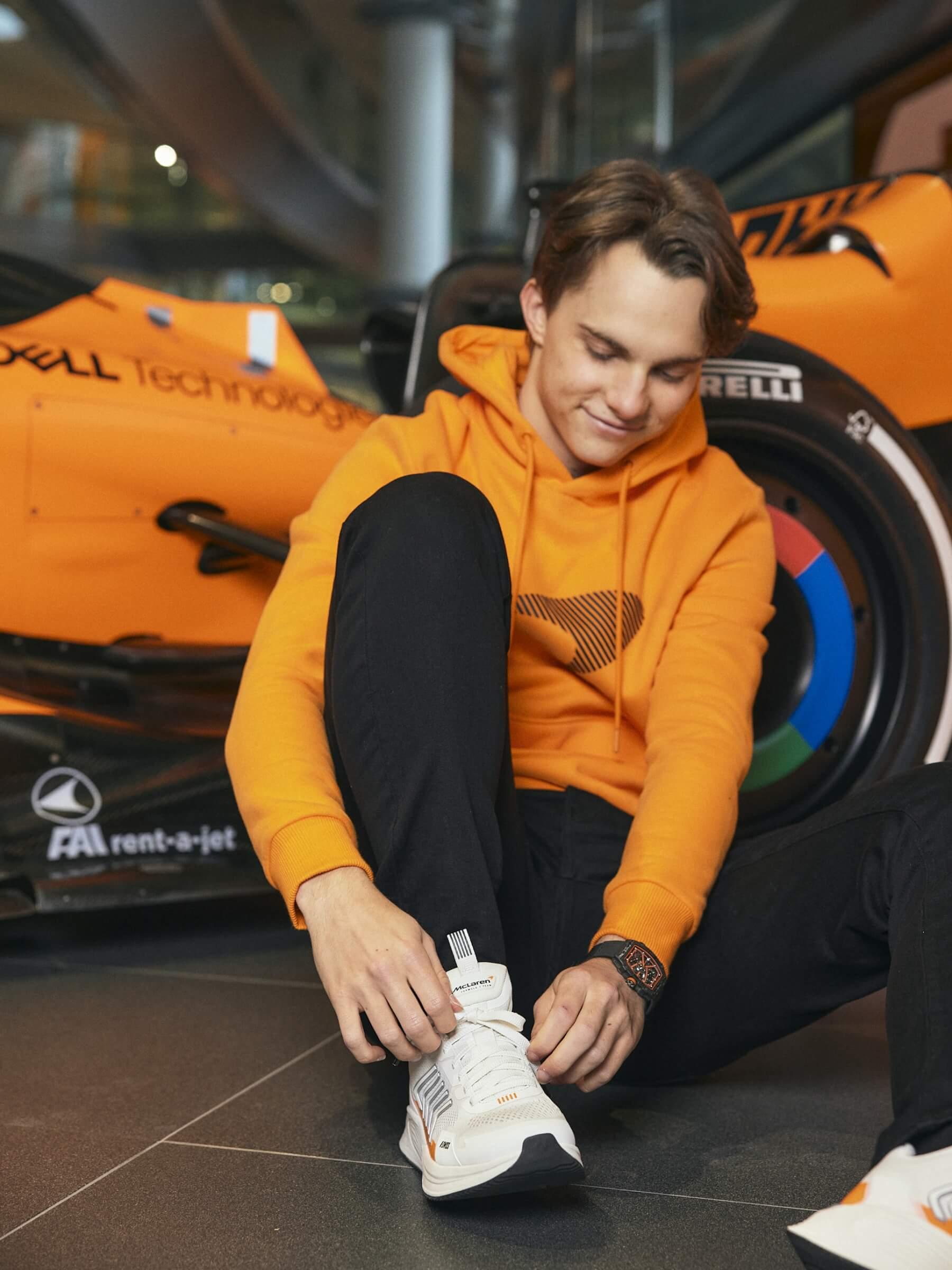 AERO ACTIVE X MCLAREN F1 Team Men's Running Shoes - Snow White/Papaya Color - Lightweight Breathable Sneakers for Jogging, Gym Workouts & Streetwear Fashion