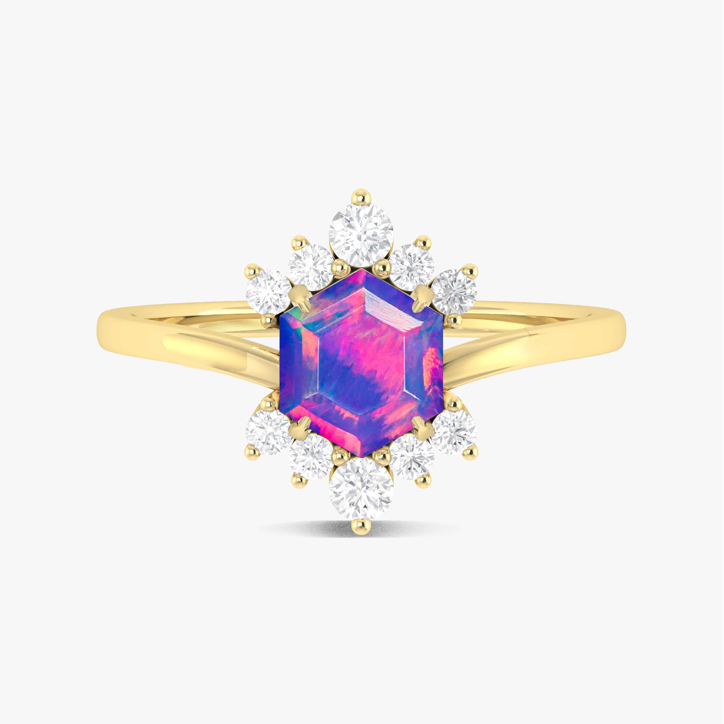 Natural Lavender Opal Hexagon Gemstone Ring - Dainty Boho Silver Jewelry for Women, Handmade Sterling Silver Stackable Ring, Perfect for Everyday Wear & Special Occasions