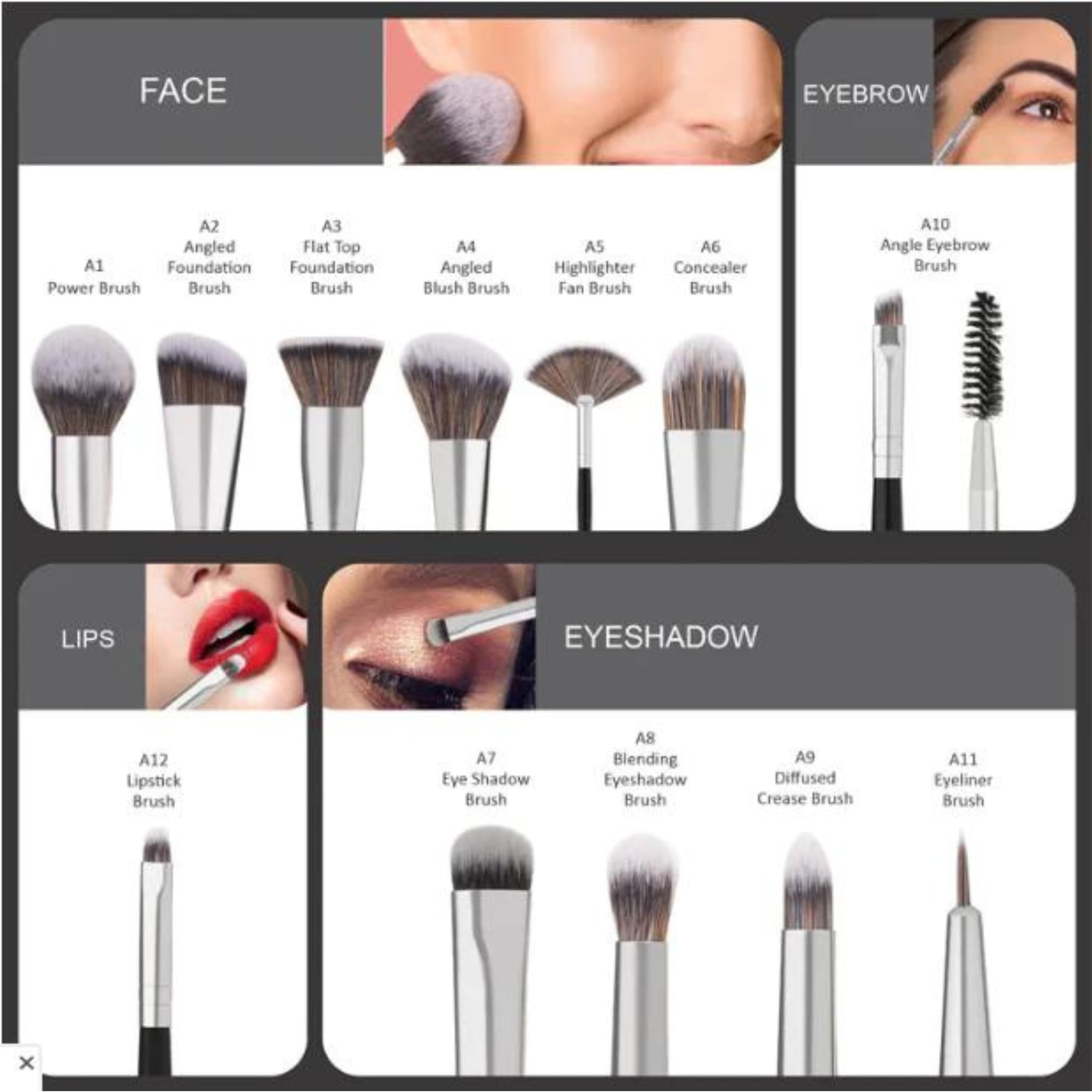 10Pcs Professional Makeup Brush Set - Concealer, Eyelash & Eyeshadow Brushes for Flawless Makeup Application | Perfect for Daily Use, Travel & Professional Makeup Artists