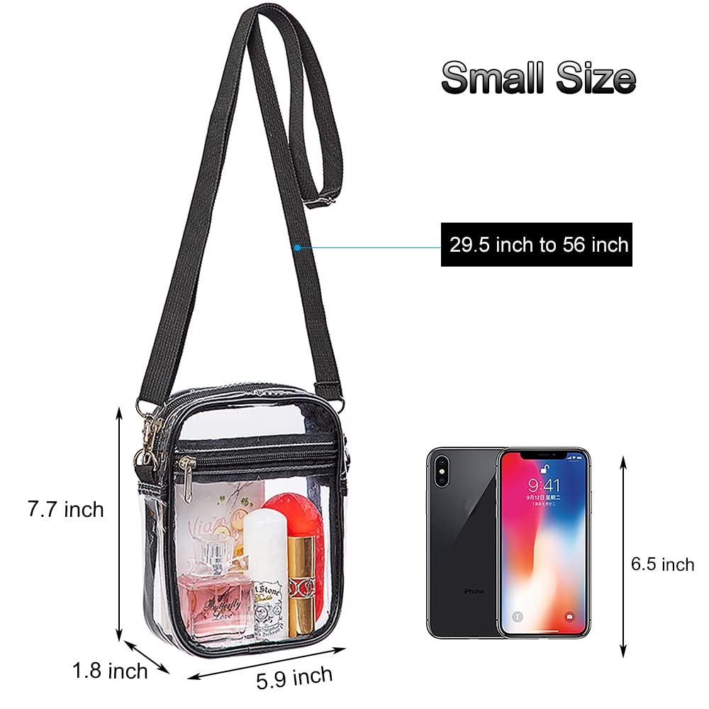 COVAX Clear Crossbody Purse Bag - Stadium Approved Transparent Bag for Concerts, Festivals, Sports Events & Theme Parks - Waterproof & Secure for Travel, Shopping & Night Out