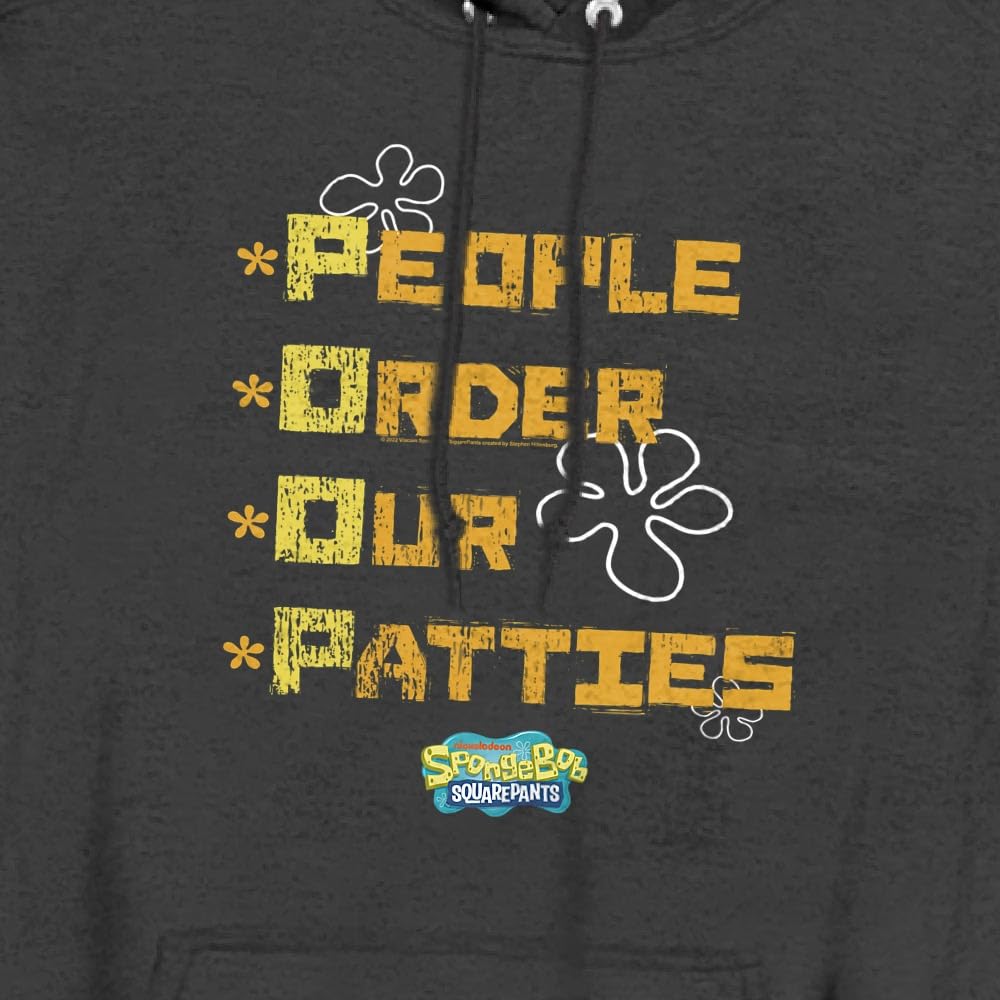 LOGOVISION Spongebob 'People Order Our Patties' Unisex Hoodie - Soft Heather Pullover for Men & Women | Perfect for Casual Wear, Cosplay & Spongebob Fans