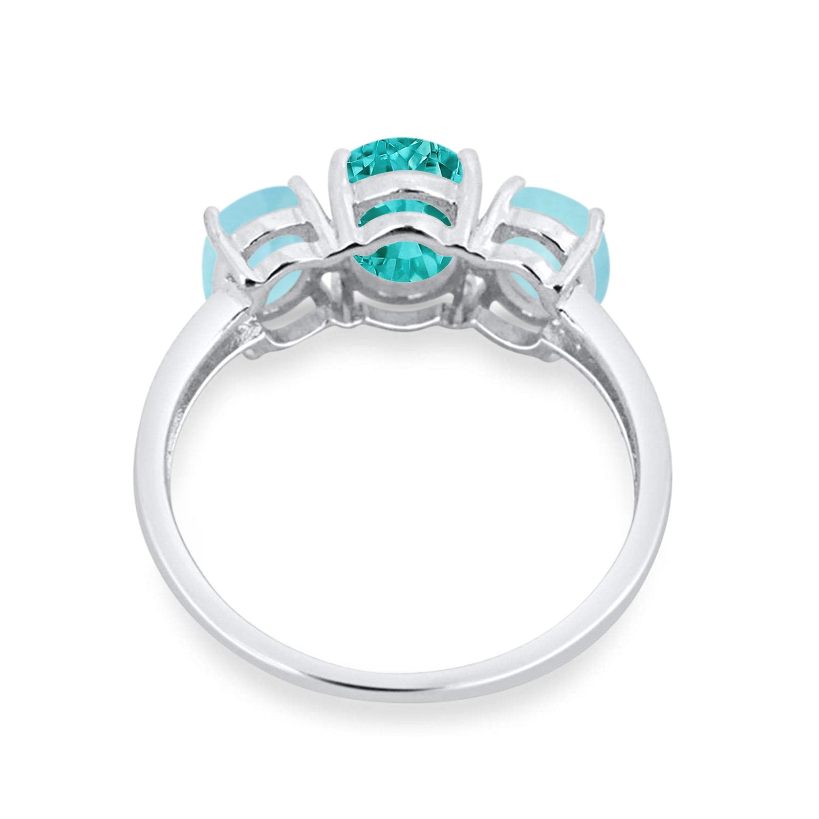 3 Stone Oval Created Opal Fashion Ring - 925 Sterling Silver Jewelry for Women, Elegant Gift for Birthday, Anniversary & Special Occasions