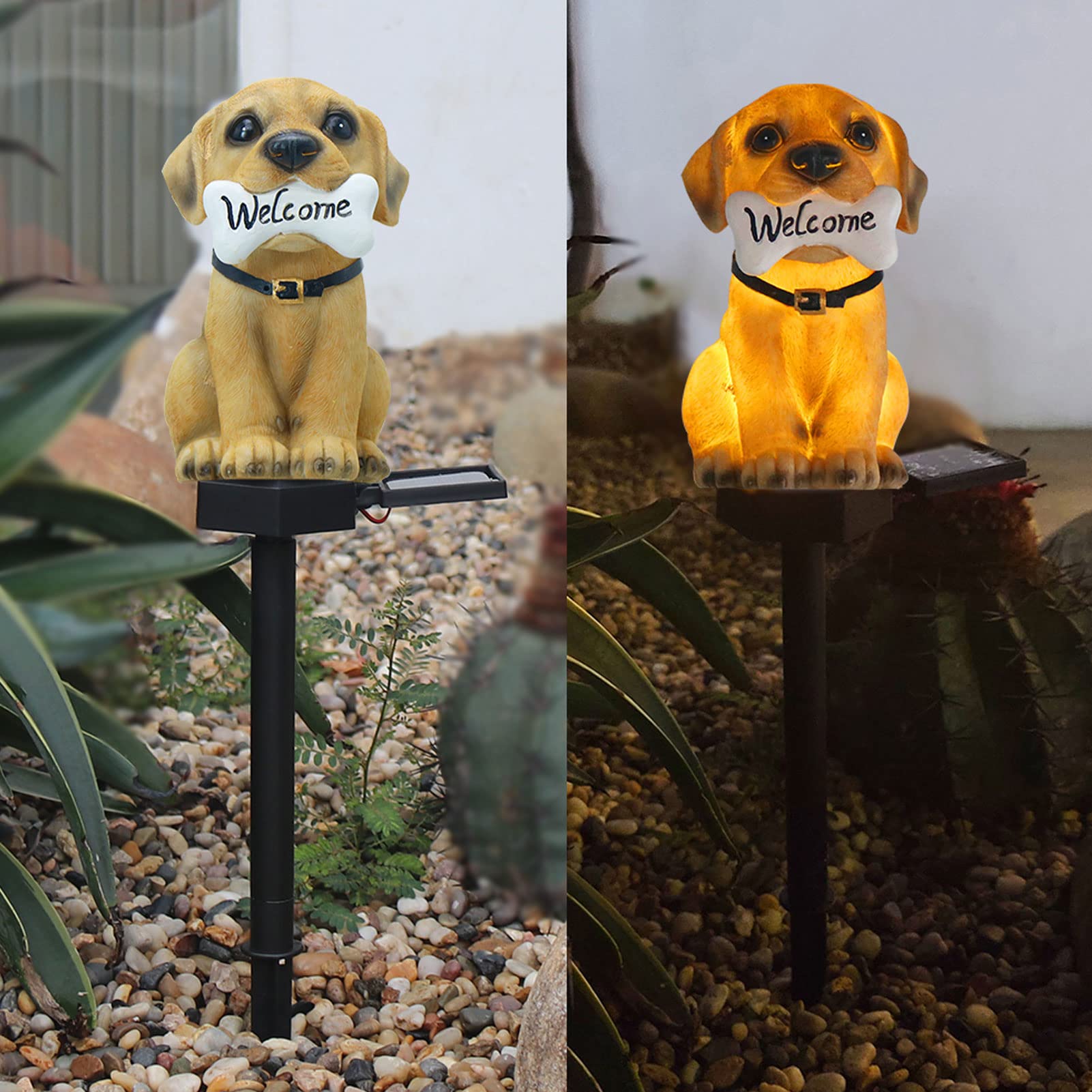 Solar Powered Cartoon Dog Welcome Sign - Outdoor Decorative Landscape Lights for Garden, Yard, Patio & Pathway | Perfect for Nighttime Illumination & Home Decor
