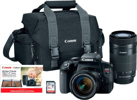Canon EOS Rebel T7i/800D DSLR Camera with 18-55mm & 55-250mm Lenses Kit - Black | Professional Photography, Travel & Vlogging