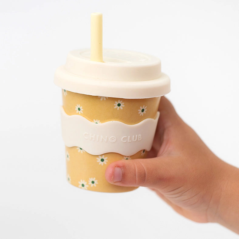 Yellow Daisy Babyccino Cup 120ml - BPA-Free Ceramic Mug for Toddlers & Kids - Perfect for Milk, Hot Chocolate & Babyccino at Home or Cafe