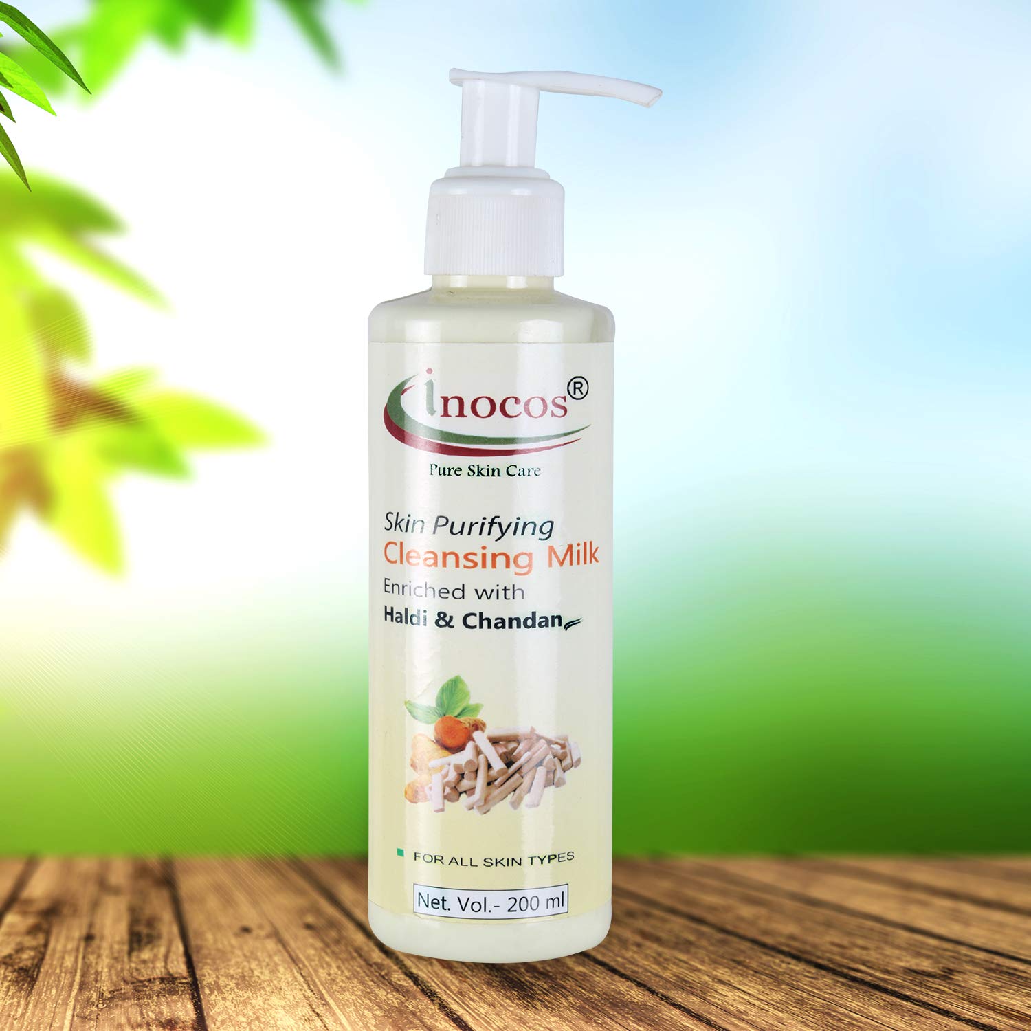 INOCOS Skin Purifying Cleansing Haldi & Chandan Milk (200ml) - Turmeric & Sandalwood Face Wash for Acne, Oily Skin & Brightening - Perfect for Daily Skincare Routine & Ayurvedic Beauty Regimen