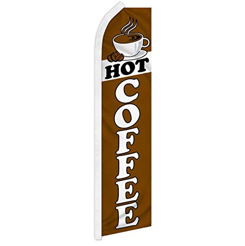 Premium Feather Flag for Coffee Shops - Eye-Catching 3x5ft Advertising Banner for Cafes, Food Trucks & Outdoor Events - Perfect for Grand Openings, Promotions & Street Marketing