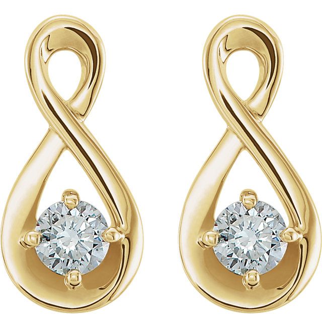 14K Gold 1/5 CTW Diamond Infinity Inspired Stud Earrings for Women - Perfect for Anniversary, Wedding & Valentine's Day Gifts