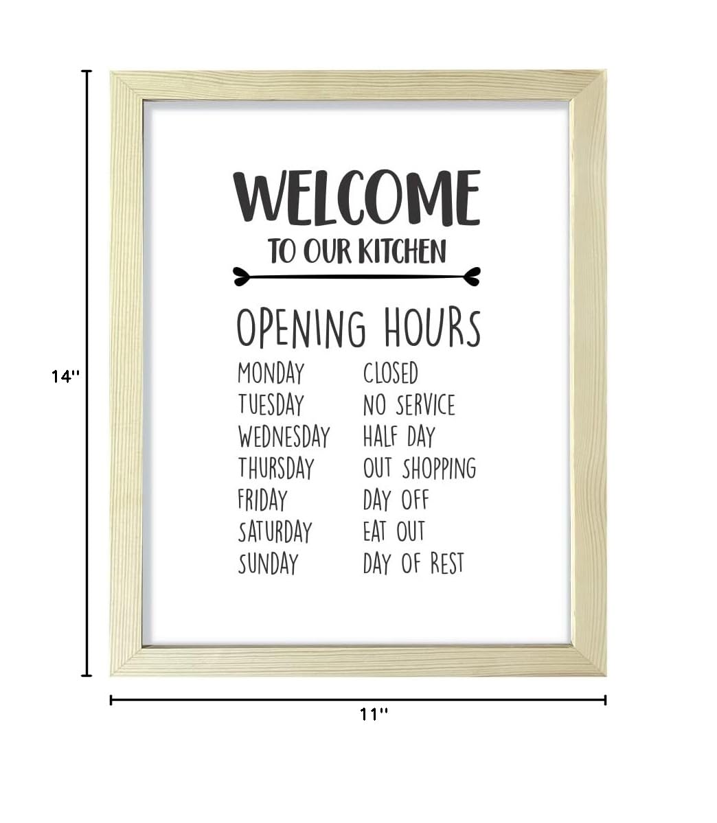 11 x 14 Wooden Framed Print Wall Art for Kitchen Decor - Rustic Home Sign with Welcome Message, Perfect for Dining Room & Farmhouse Style Interior Design