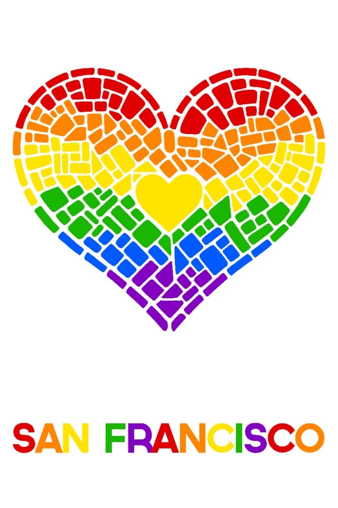 Lantern Press San Francisco California Gay Pride Mosaic Heart Canvas Art - 24x36 Wrapped Wall Decor for LGBTQ+ Home & Office Celebration