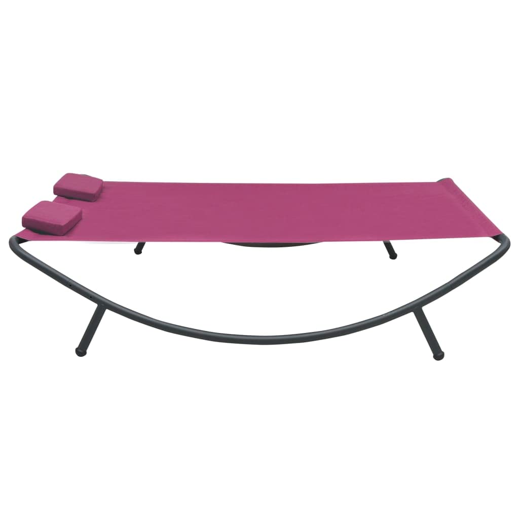 Pink Adjustable Reclining Patio Lounge Bed - Outdoor Fabric Sunbathing Chair for Garden, Beach, Pool & Lawn - Perfect for Relaxing, Tanning & Lounging in Backyard or Seaside