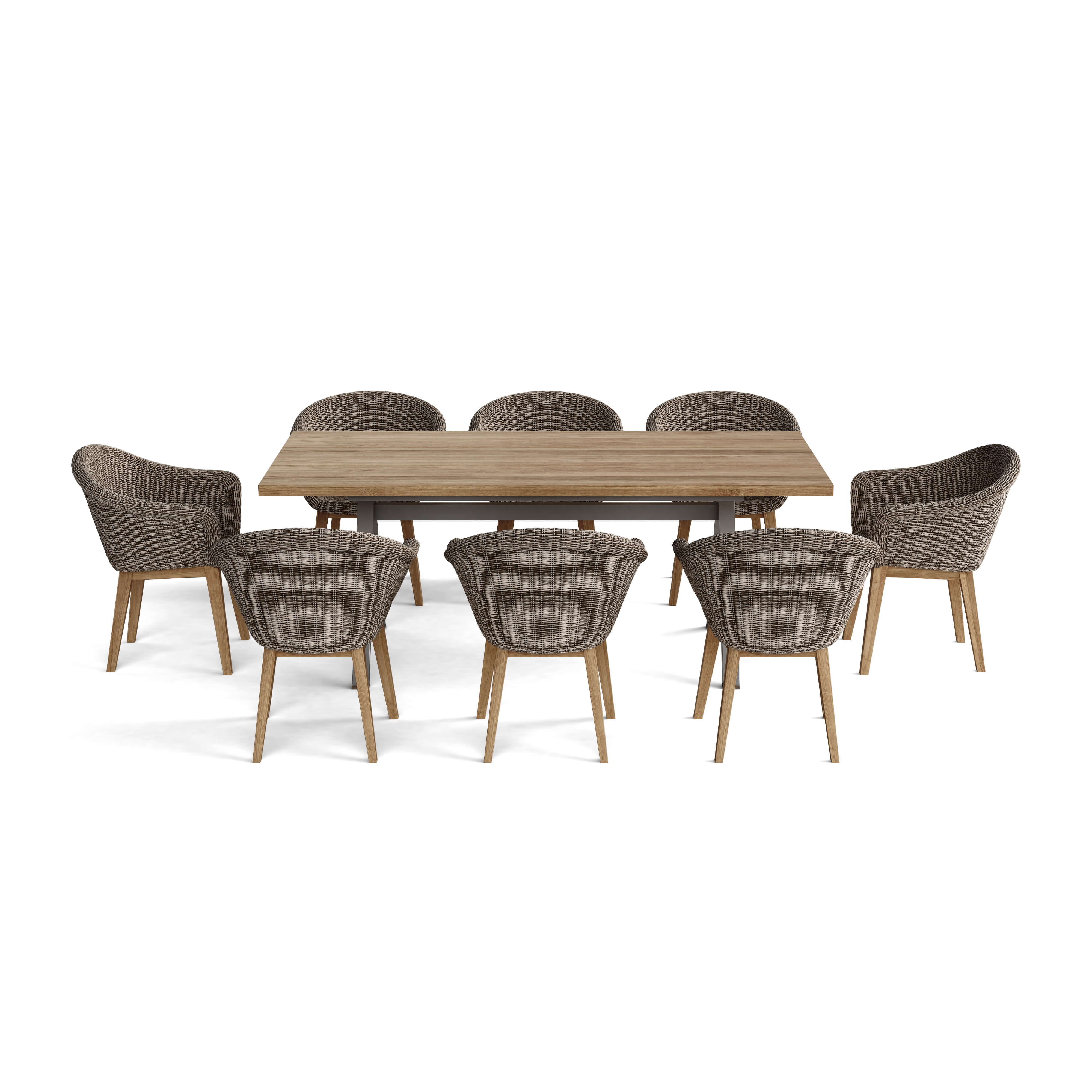 Anderson Teak 9-Piece Alura Padua Outdoor Dining Table Set (SET 39A) - Perfect for Patio, Garden, and Poolside Entertaining