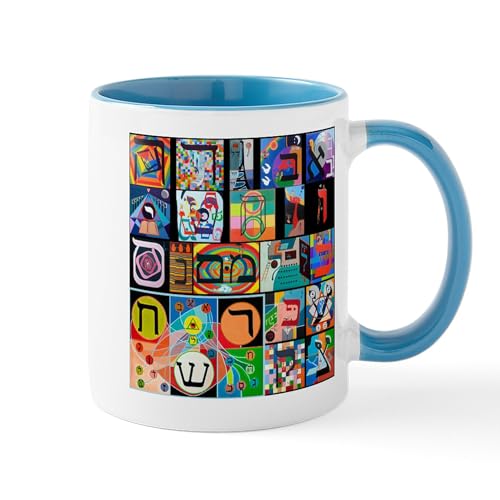 White/Blue Inside - The Hebrew Alphabet Mugs