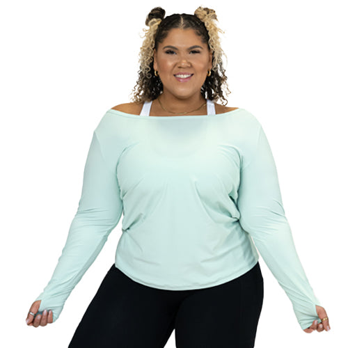 Open Back Long Sleeve Top in Mint Green - Elegant Women's Fashion for Date Night & Special Occasions