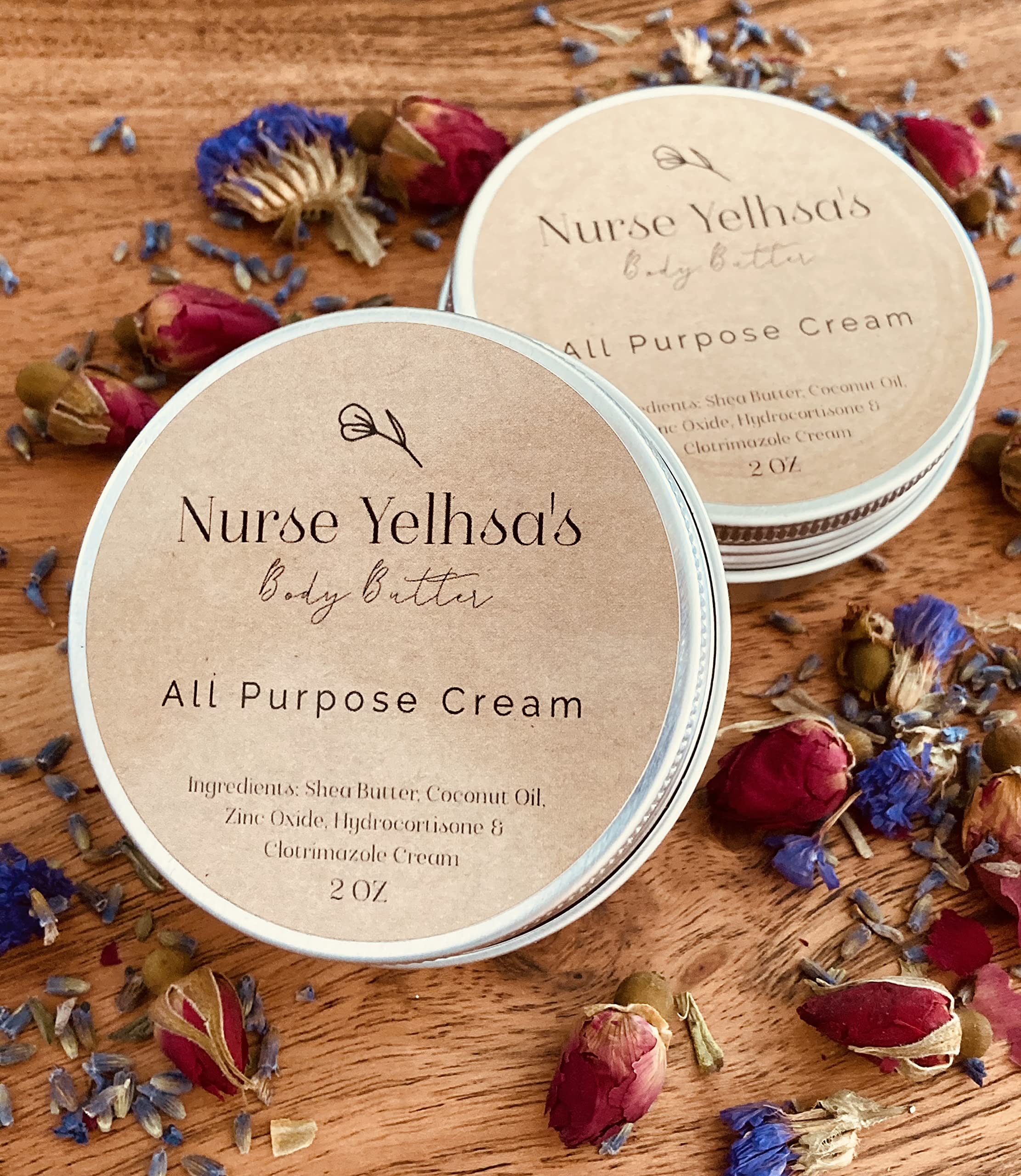 Nurse Yelhsa's All-Natural Shea Body Butter - 2 oz Handmade Moisturizing Cream for Dry Skin | Perfect for Daily Hydration, Massage & Gift Giving