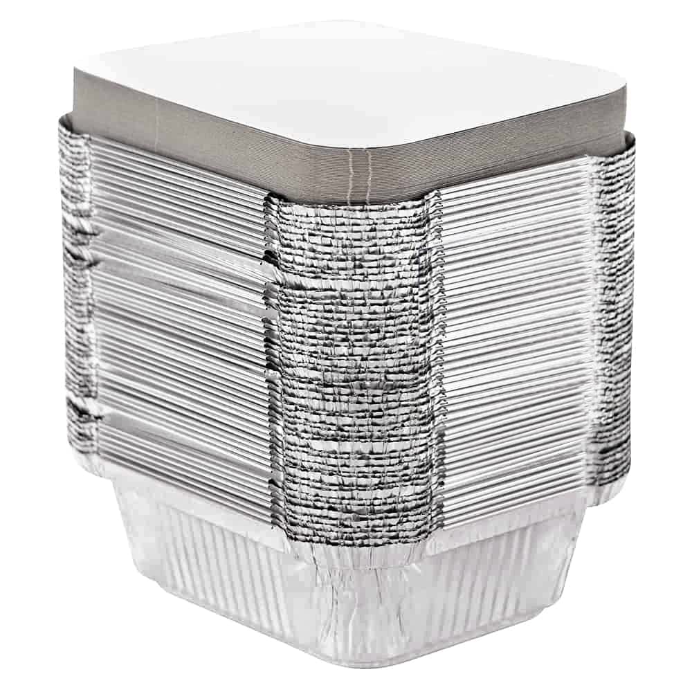 Tiger Chef Aluminum Foil Pans - 30 Pack 1 Lb Disposable Freezer & Oven Safe Containers with Board Lids for Baking, Cooking, Meal Prep, Food Storage & Takeout | Perfect for Parties, BBQs, Leftovers & Freezer Meals