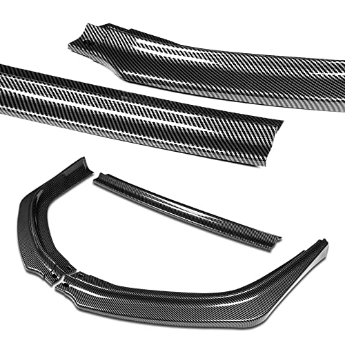 3PCS Front Bumper Lip Kit for 2008-2015 Mitsubishi Lancer Evolution EVO X - R-Style Splitter Trim Protection Spoiler, Air Dam Chin Diffuser (Carbon Fiber Look) - Perfect for Car Enthusiasts & Street Racing Upgrades