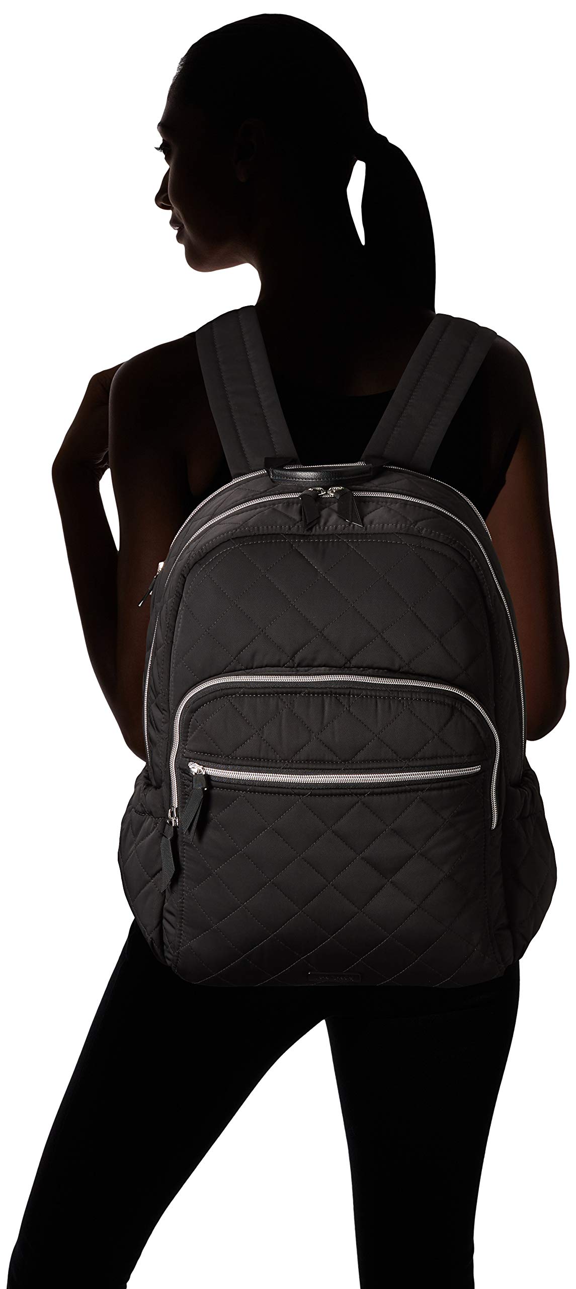 Vera Bradley Women's Performance Twill Campus Backpack - Lightweight Laptop Backpack for College, Work & Travel - Black One Size Backpack with USB Charging Port & Water-Resistant Design