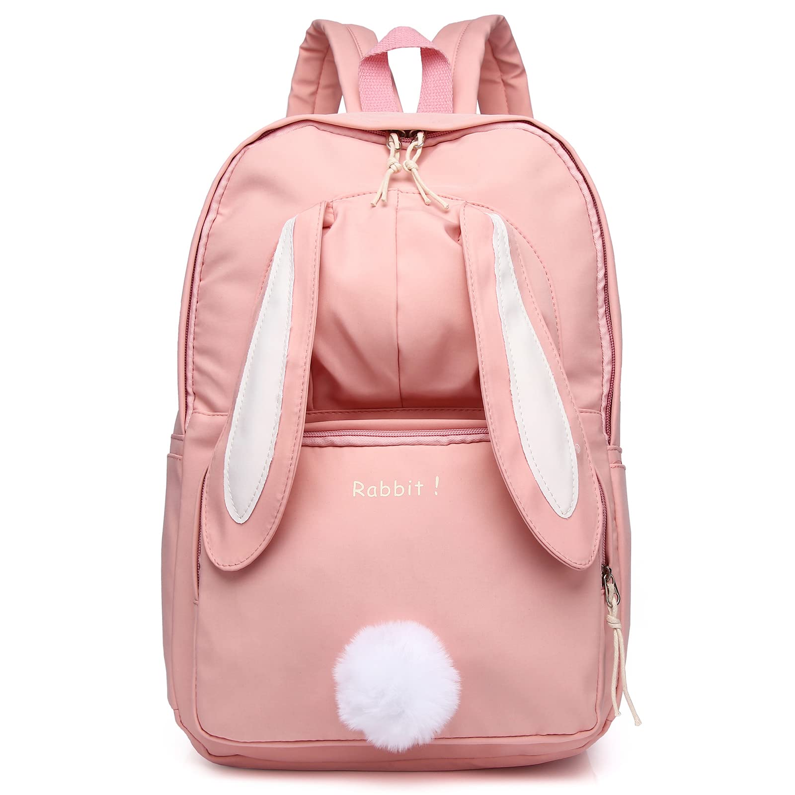 Cute Kawaii Backpack for Women & Girls - Adorable Rabbit Ears Lolita Style School Bag with Adjustable Shoulder Straps, Lightweight Travel Backpack for College, Work, Anime Conventions & Daily Use (Pink)