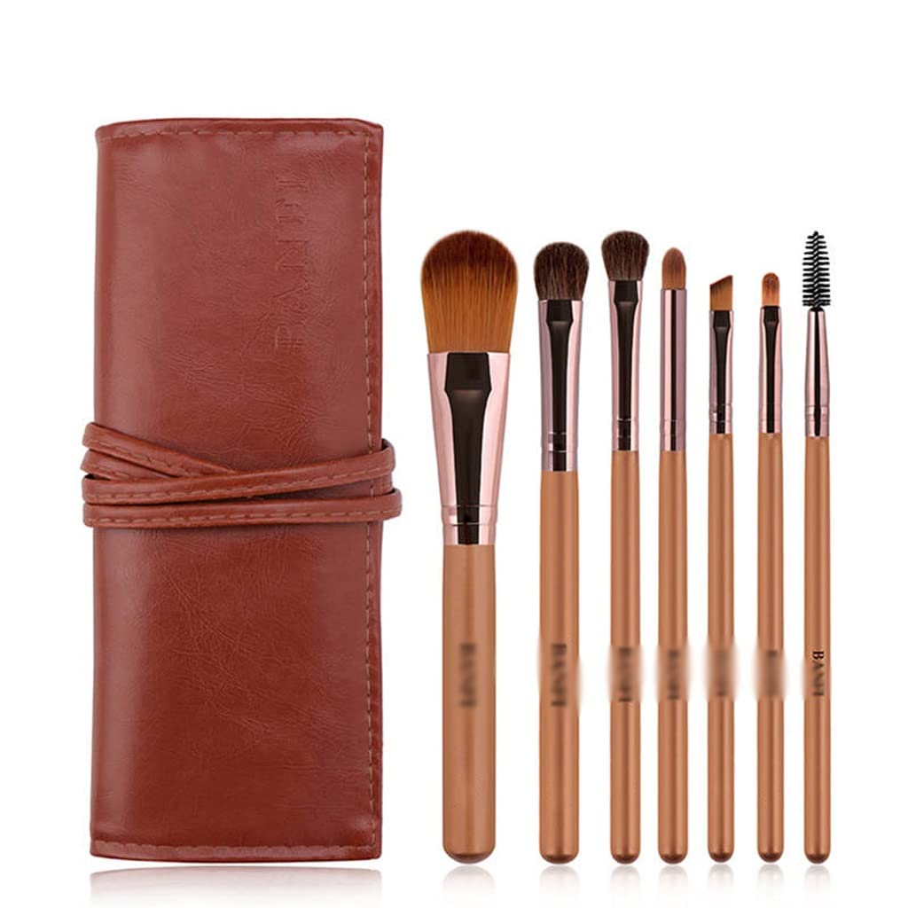 WIONC 7-Piece Professional Makeup Brush Set for Foundation, Powder, Blush, Highlighter & Eyeshadow - Soft Synthetic Bristles (Color A) | Perfect for Everyday Makeup, Travel & Professional Use