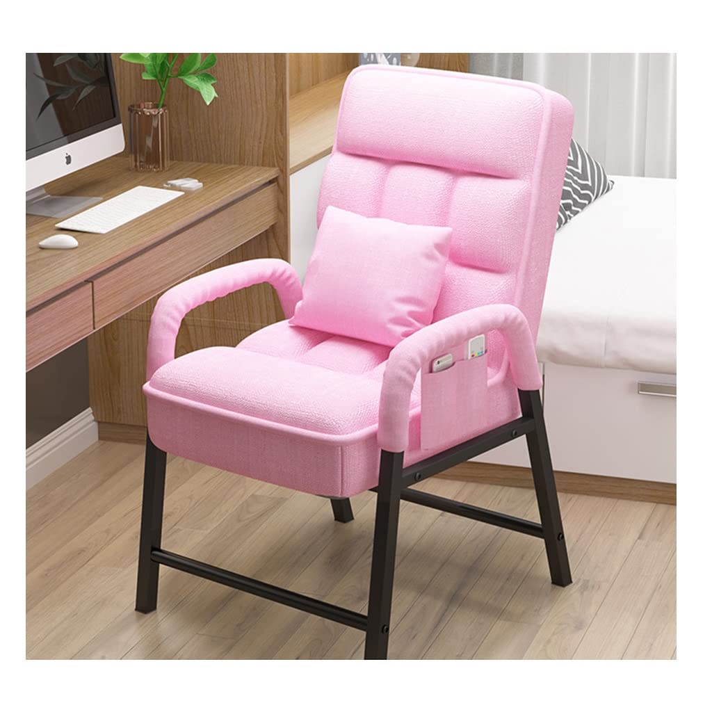 Ergonomic High Back Office Chair with Steel Frame - Modern Fabric Upholstered Lounge Chair for Bedroom & Living Room - Comfortable Armchair with Side Pocket for Adults (Pink) - Perfect for Home Office, Gaming & Relaxation