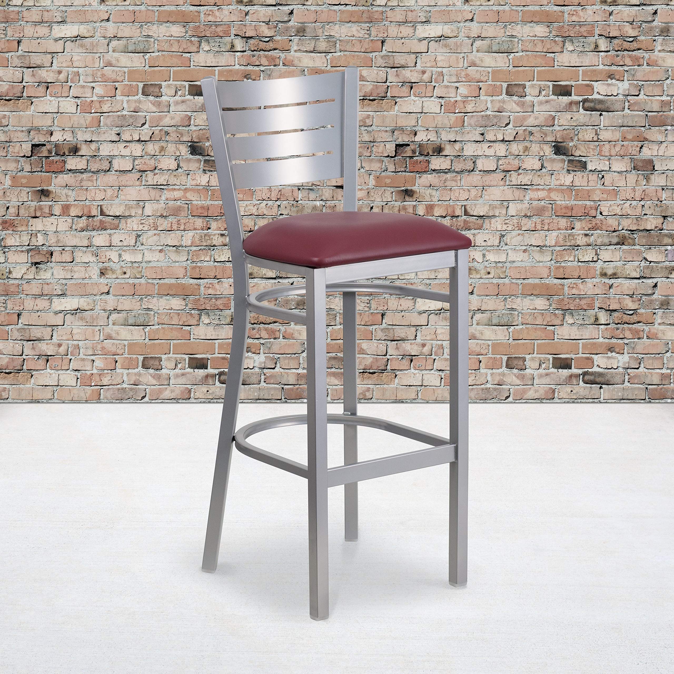 Lancaster Home 2-Pack Metal Bar Stools with Slat Back - 16.5