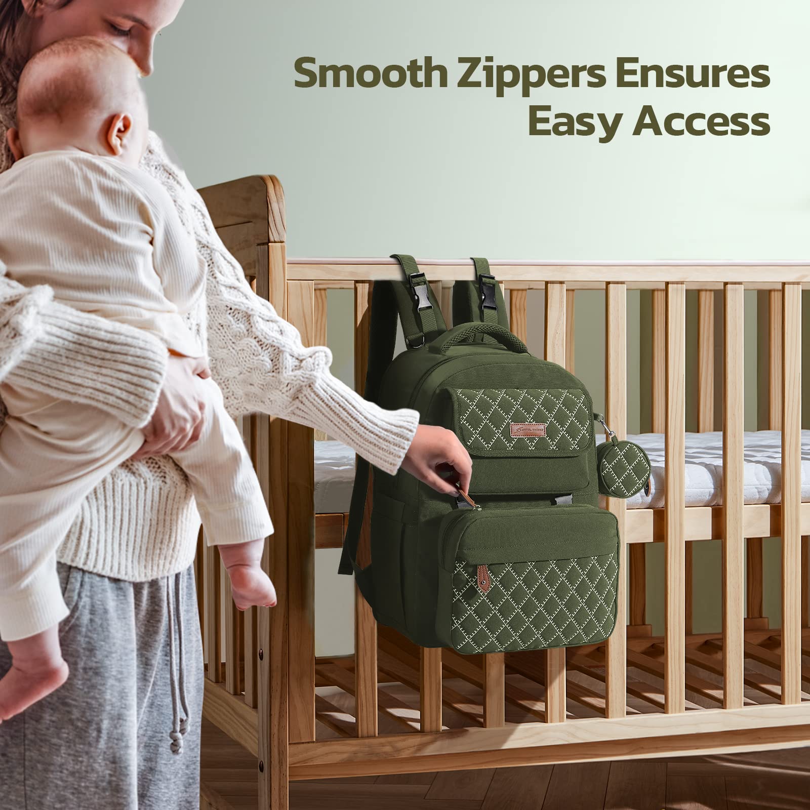 Large Capacity Unisex Diaper Bag with Removable Insulated Bottle Holder - Perfect for Parents, Travel & Baby Essentials Organization