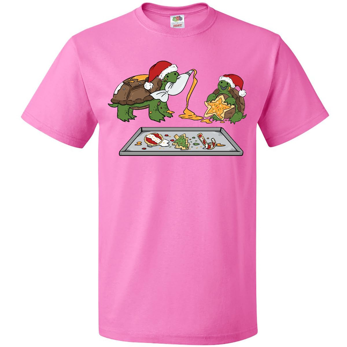 Inktastic Cute Turtles Baking Christmas Cookies Graphic T-Shirt for Women & Men - Funny Holiday Gift, Christmas Party Outfit, Casual Wear