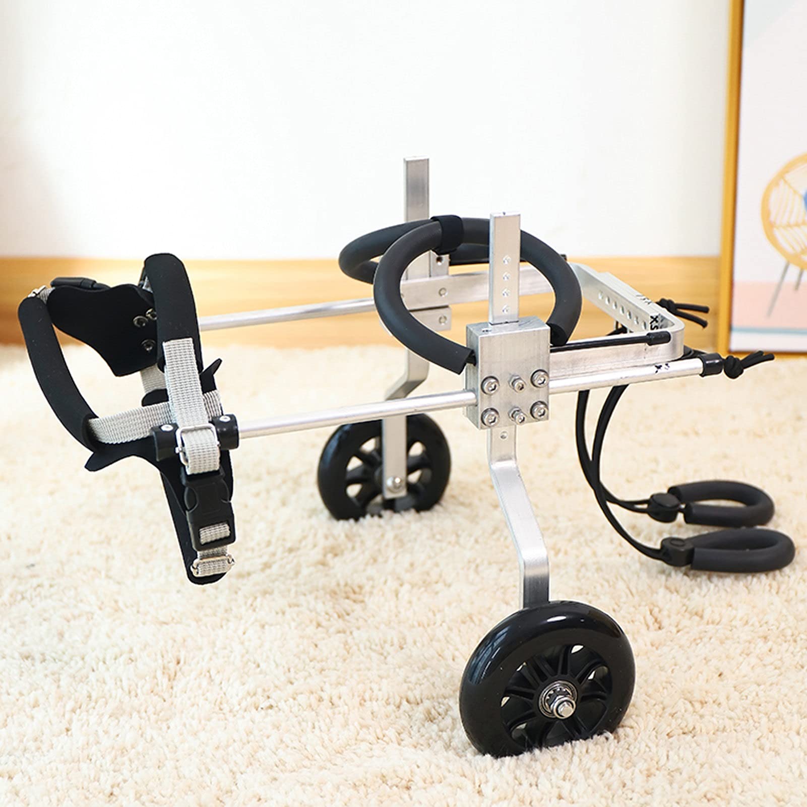 JKGHK Adjustable Dog Wheelchair for Small Pets - Lightweight Pet Mobility Aid for Hind Leg Rehabilitation & Disabled Dogs - Perfect for Post-Surgery Recovery & Daily Support (XXX-Small Size)