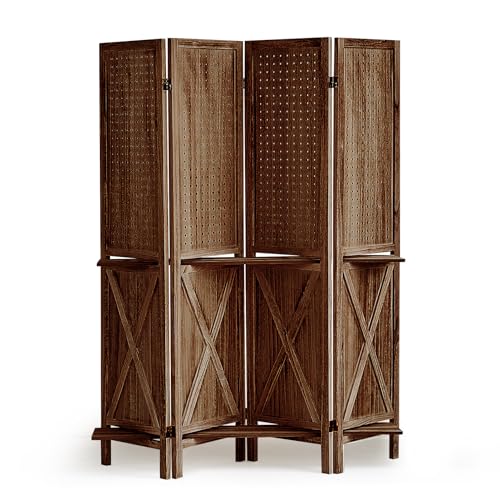 4 Panel With Shelf-brown