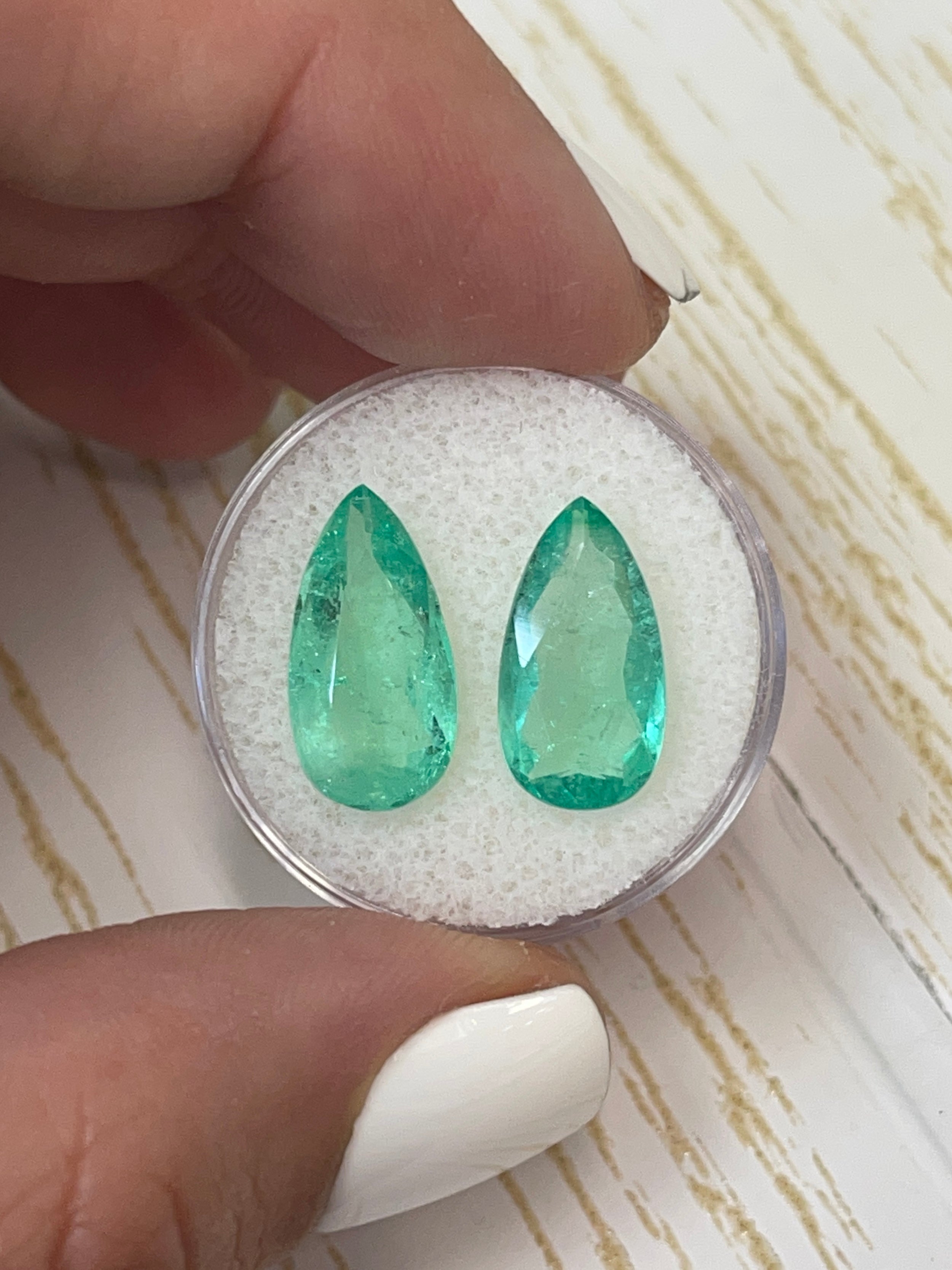 7.68tcw 15x8 Matching Loose Colombian Emeralds Pear Cut - Natural Green Gemstones for Jewelry Making, Engagement Rings & Luxury Gifts - Perfect for Custom Designs, Birthstone Jewelry & Special Occasions